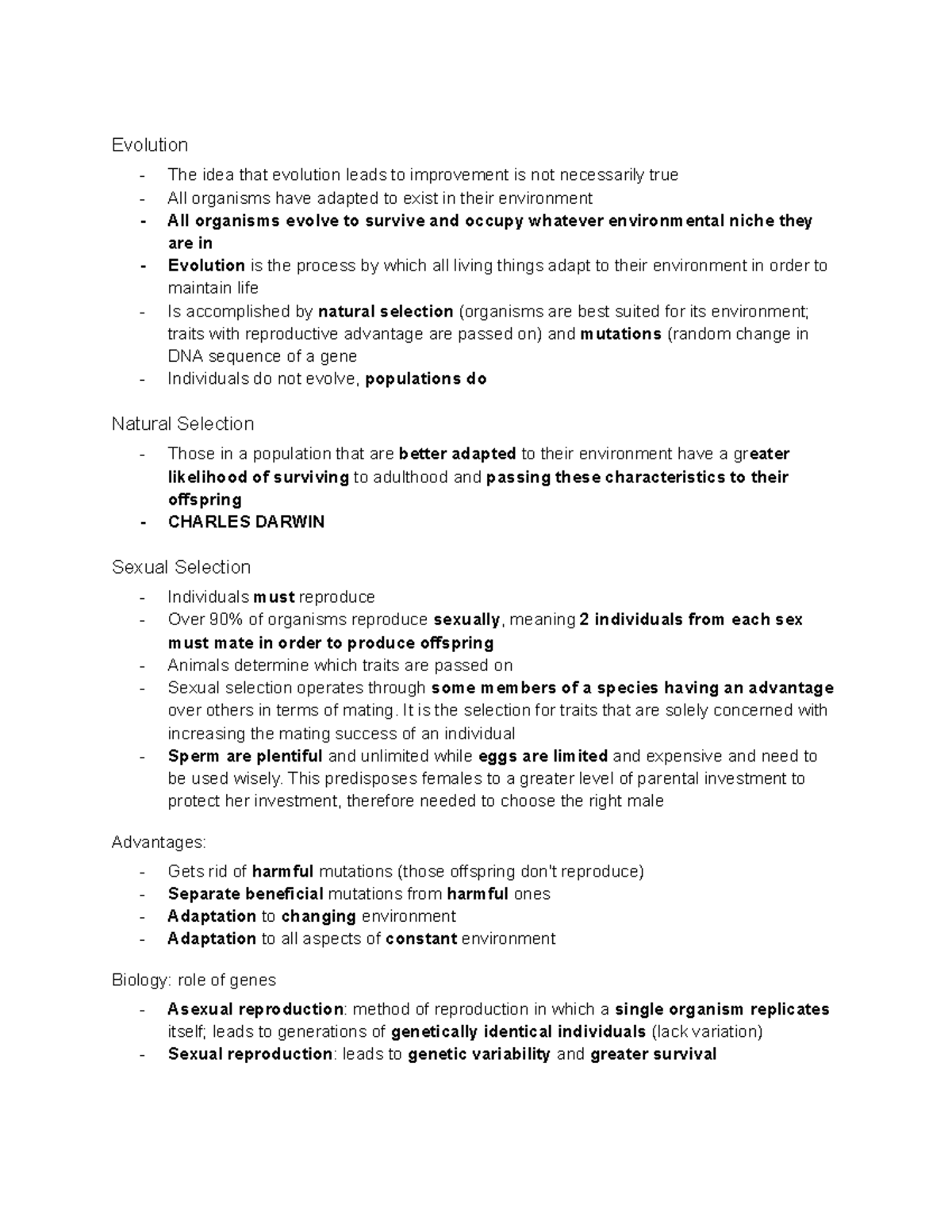 Life Cycle Evolution Notes - Evolution The idea that evolution leads to ...