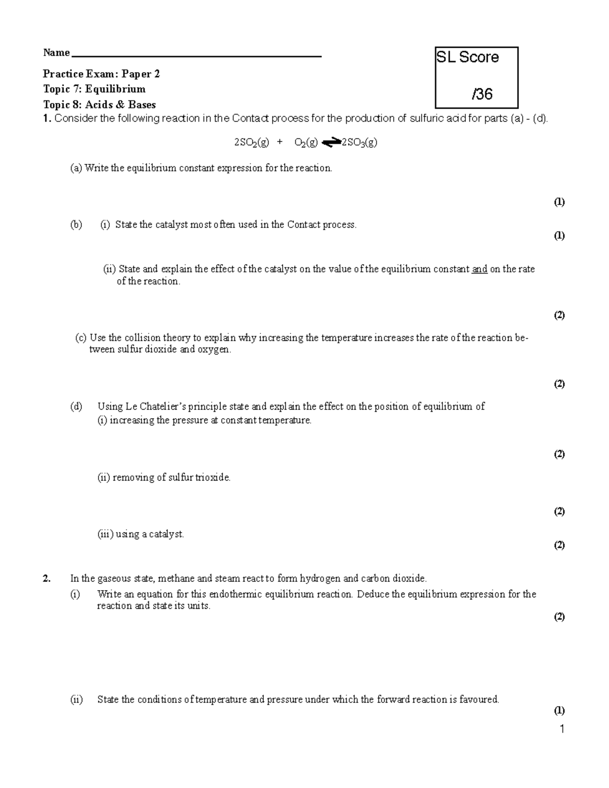 Test Daily分享-practicetopics 7-8 paper 2 - Name Practice Exam: Paper 2 ...