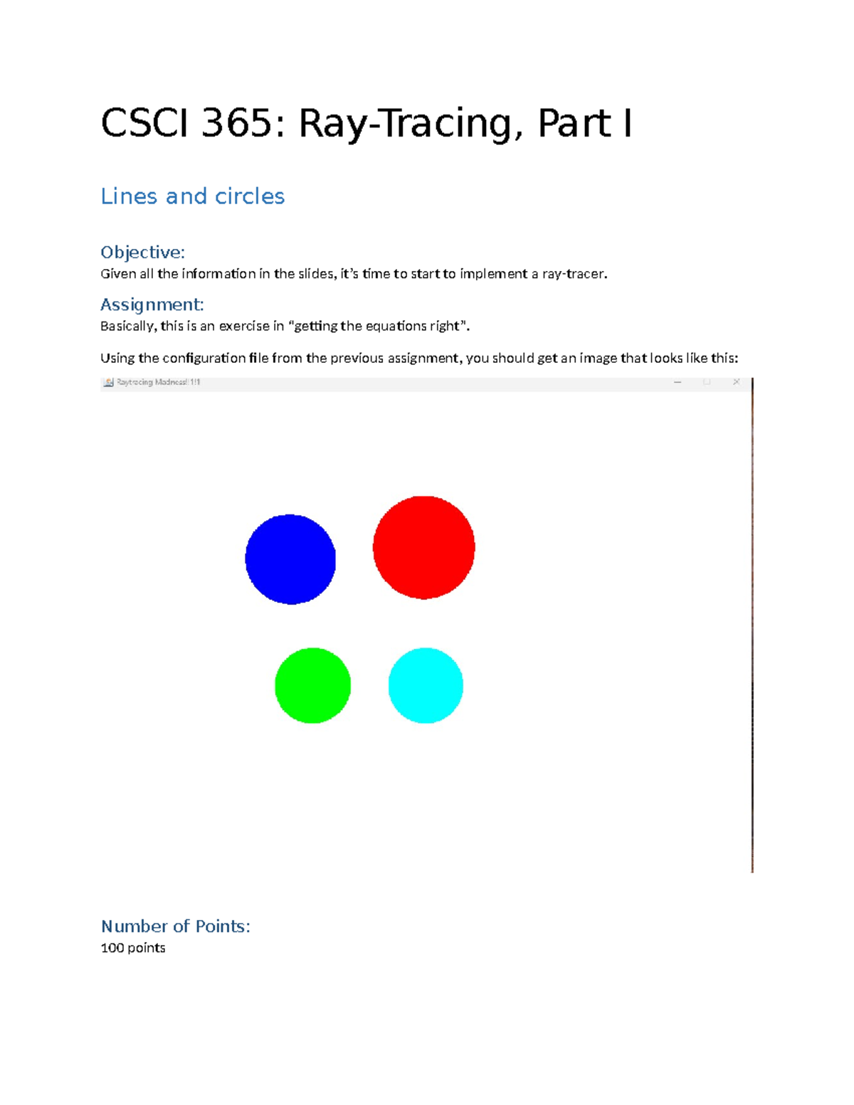 CSCI 365-Homework 05 - Stuff - CSCI 365: Ray-Tracing, Part I Lines And ...