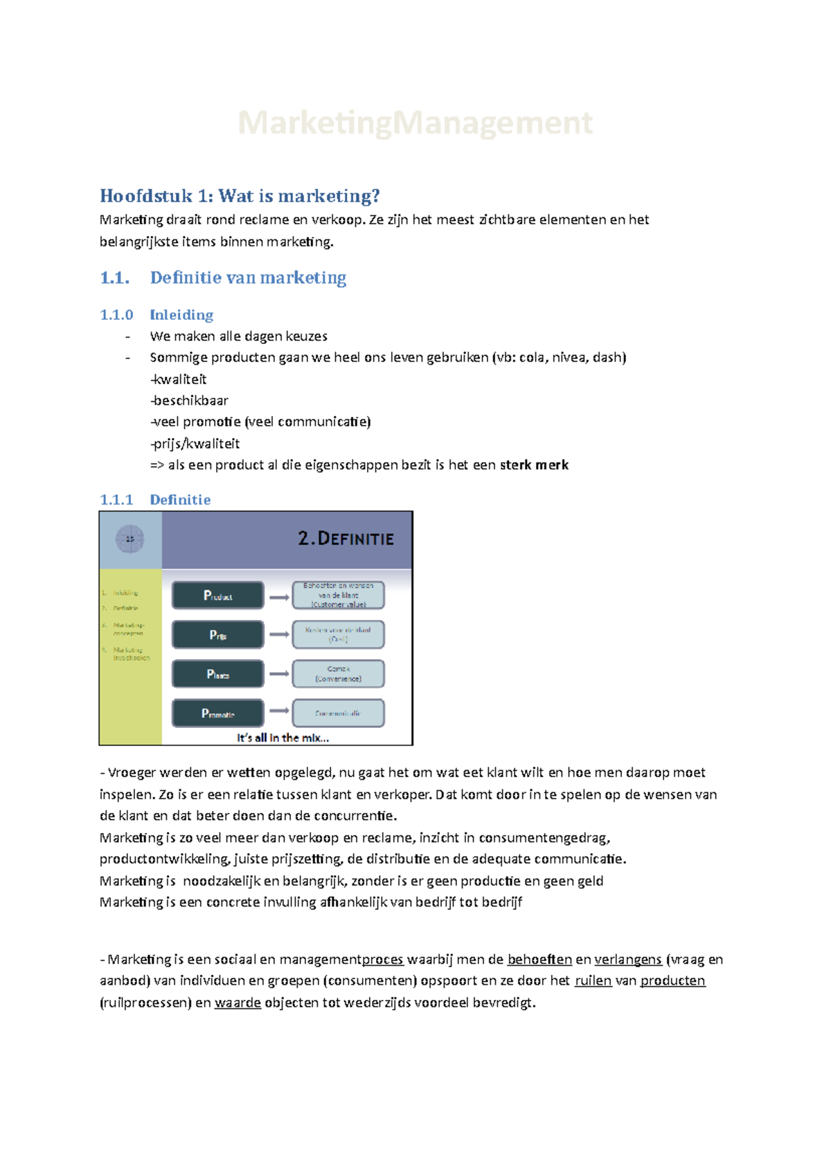 Marketing Management-1 - MarketingManagement Hoofdstuk 1: Wat Is ...