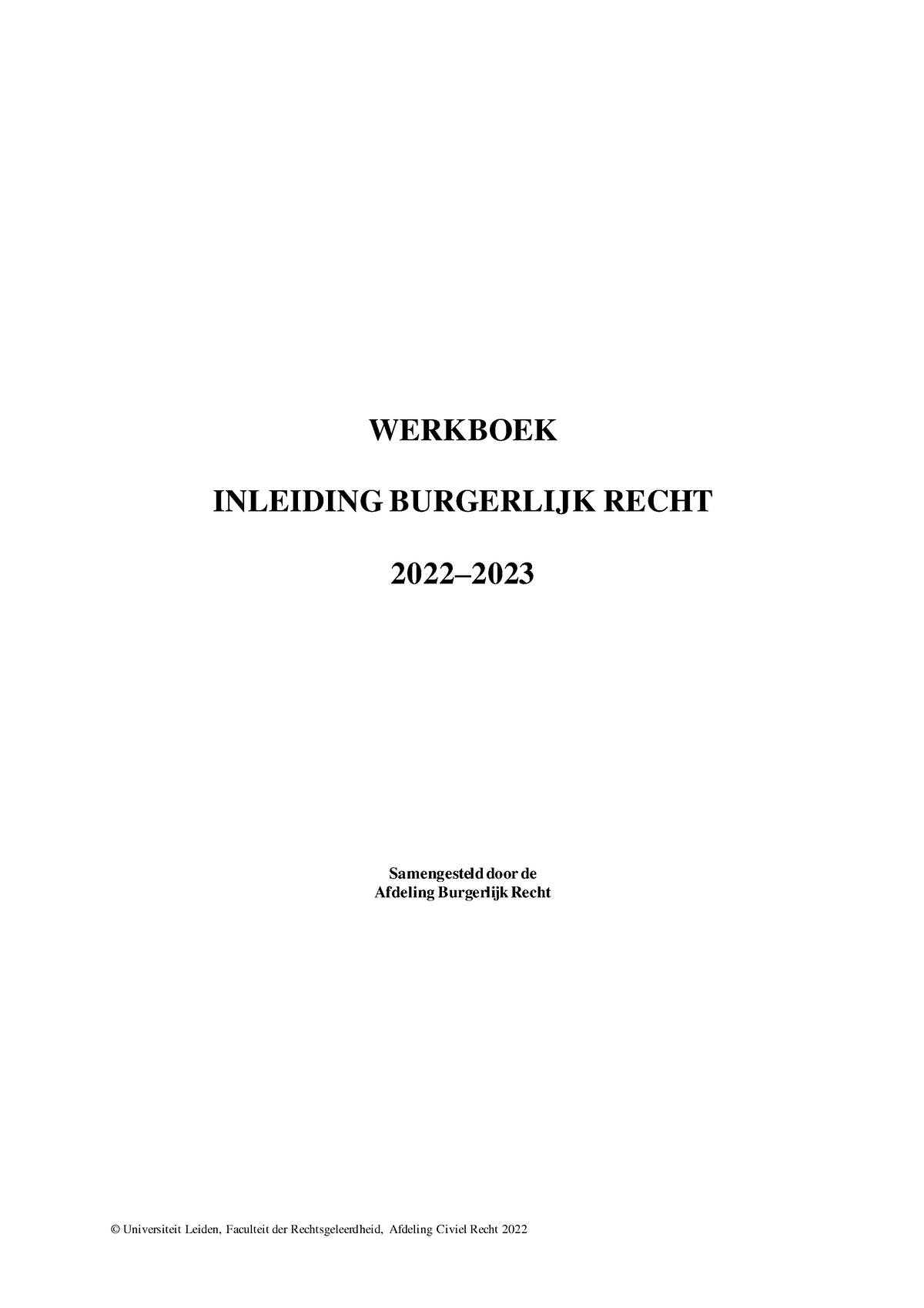 Werkboek IBR 2022-2023 Compleet DEF 2 - WERKBOEK INLEIDING BURGERLIJK ...