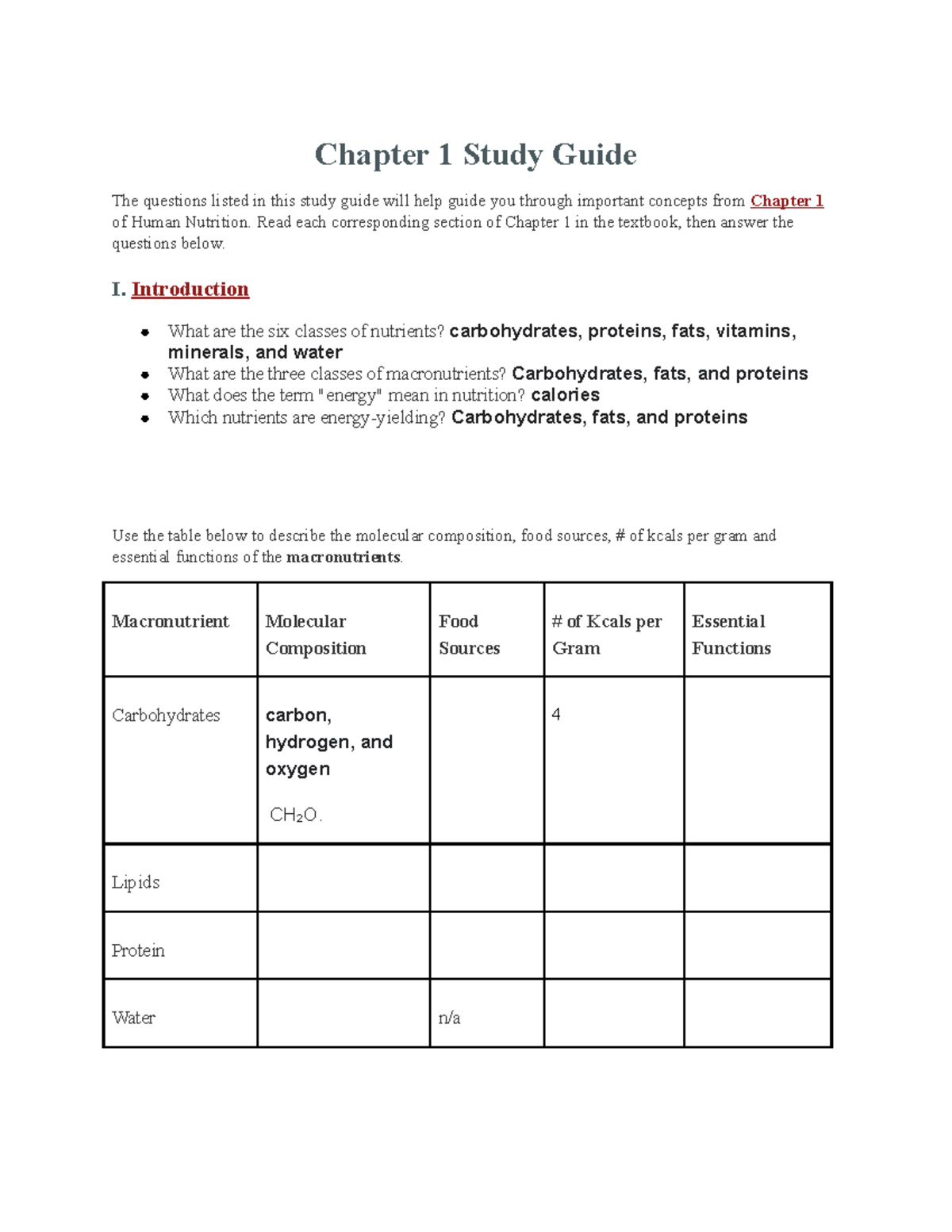 Chapter 1 Study Guide - Chapter 1 Study Guide The Questions Listed In ...