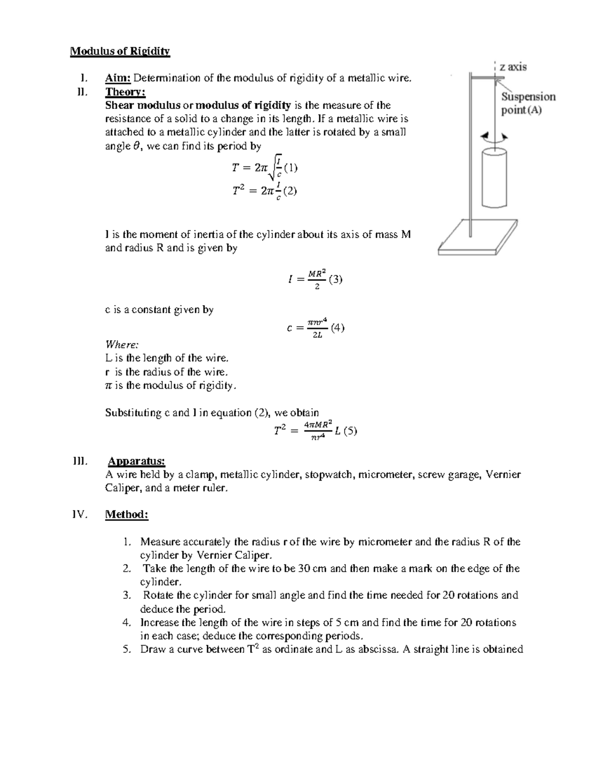 Modulus of Rigidity - mVXJXBjhzvc - Modulus of Rigidity I. Aim ...