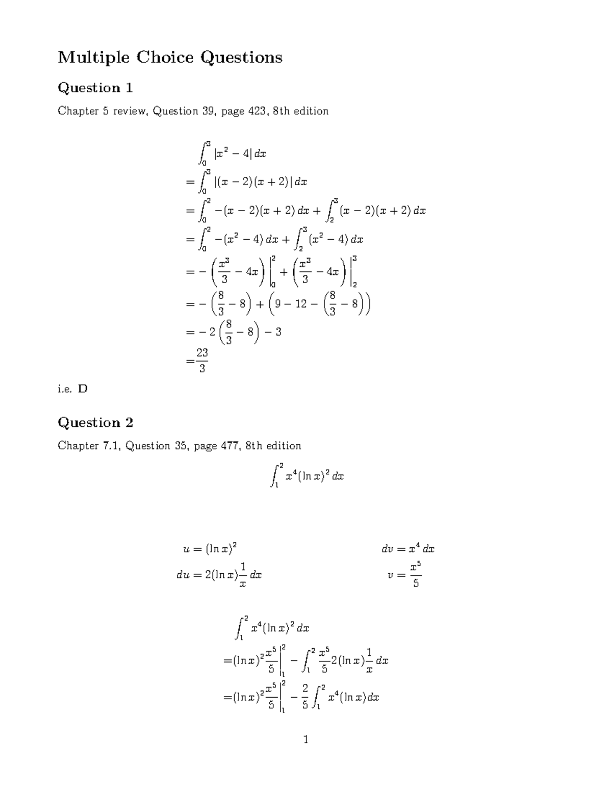 Midterm 2017, answers - Multiple Choice Questions Question 1 Chapter 5 ...