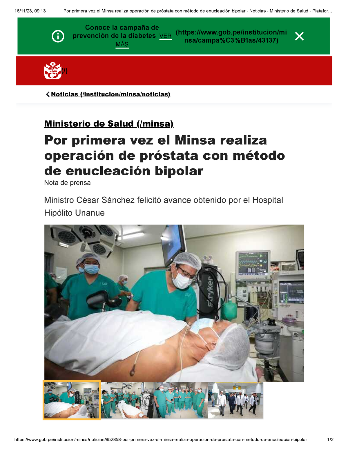 Por Primera Vez El Minsa Realiza Operación De Próstata Con Método De Enucleación Bipolar 1464
