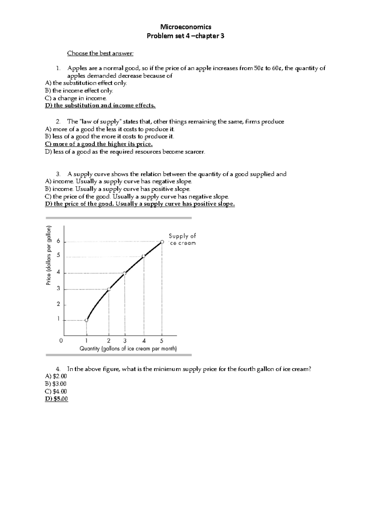 Problem set 4 microeconomics - ME101 - StuDocu