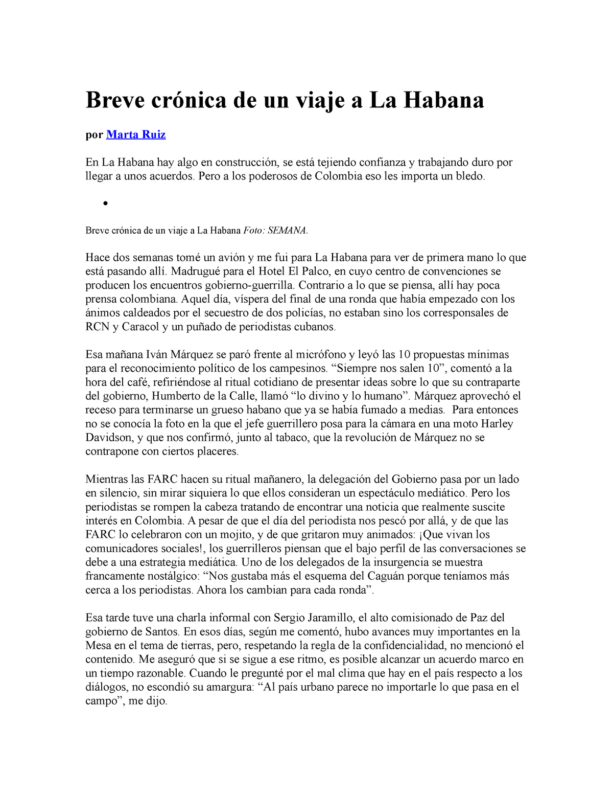 Breve Crónica De Un Viaje A La Habana Breve Crónica De Un Viaje A La Habana Por Marta Ruiz En 