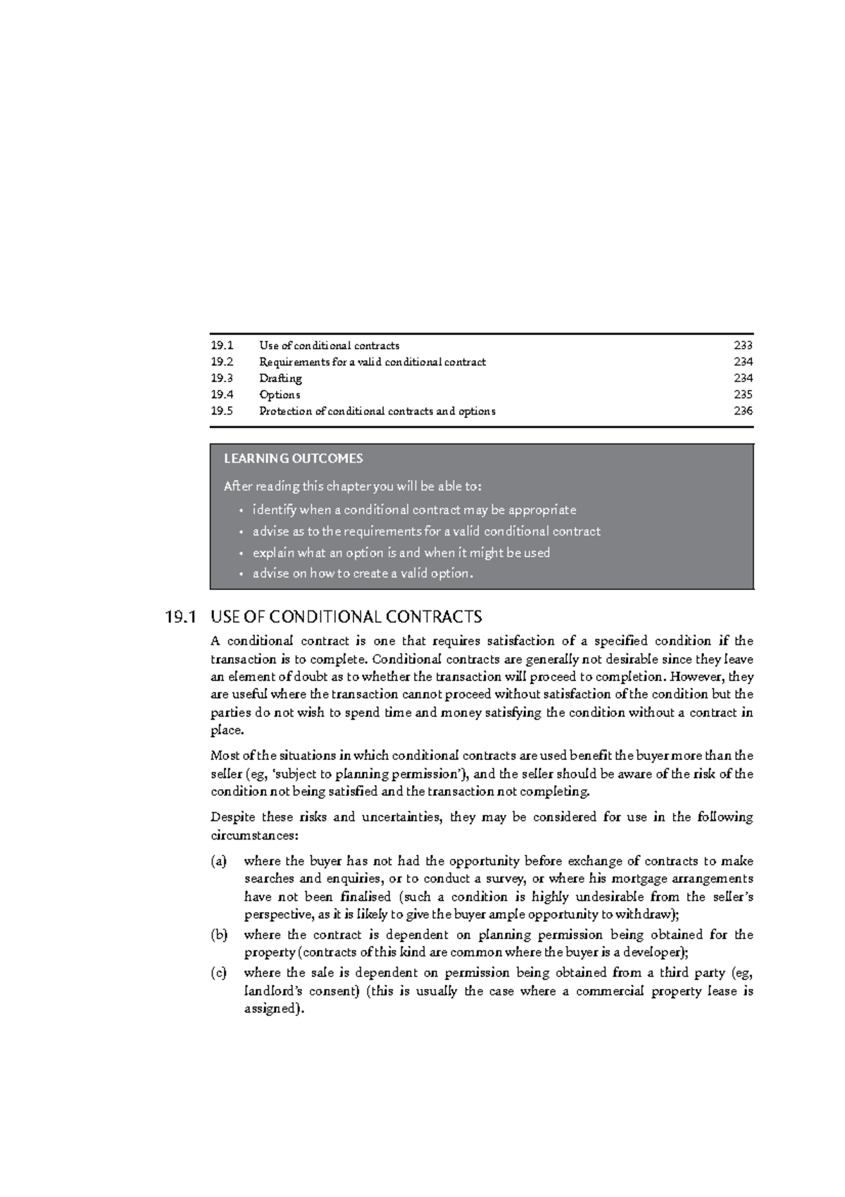 Conditional Contracts and Options in land law - Conditional Contracts ...