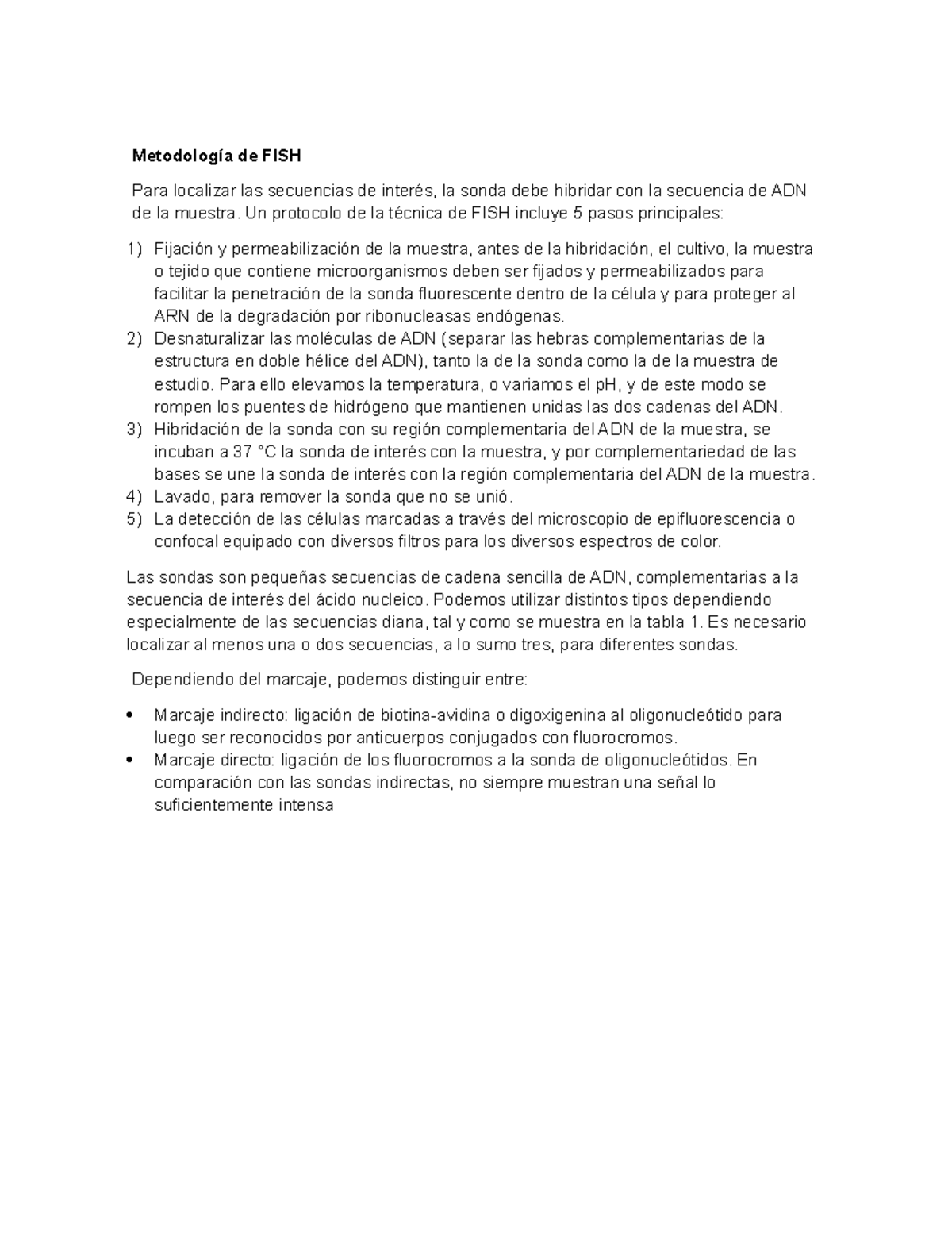 Metodología de FISH - de FISH Para localizar las secuencias de la sonda ...