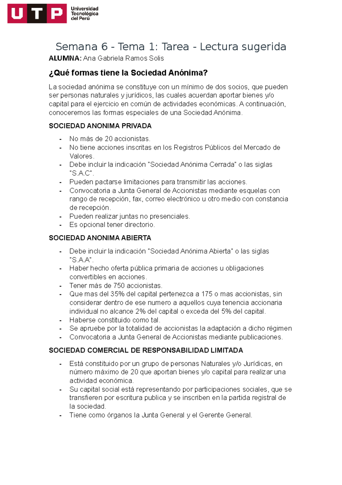 Semana 6 Derecho Empresarial Tarea Lectura Sugerida - Semana 6 - Tema 1 ...