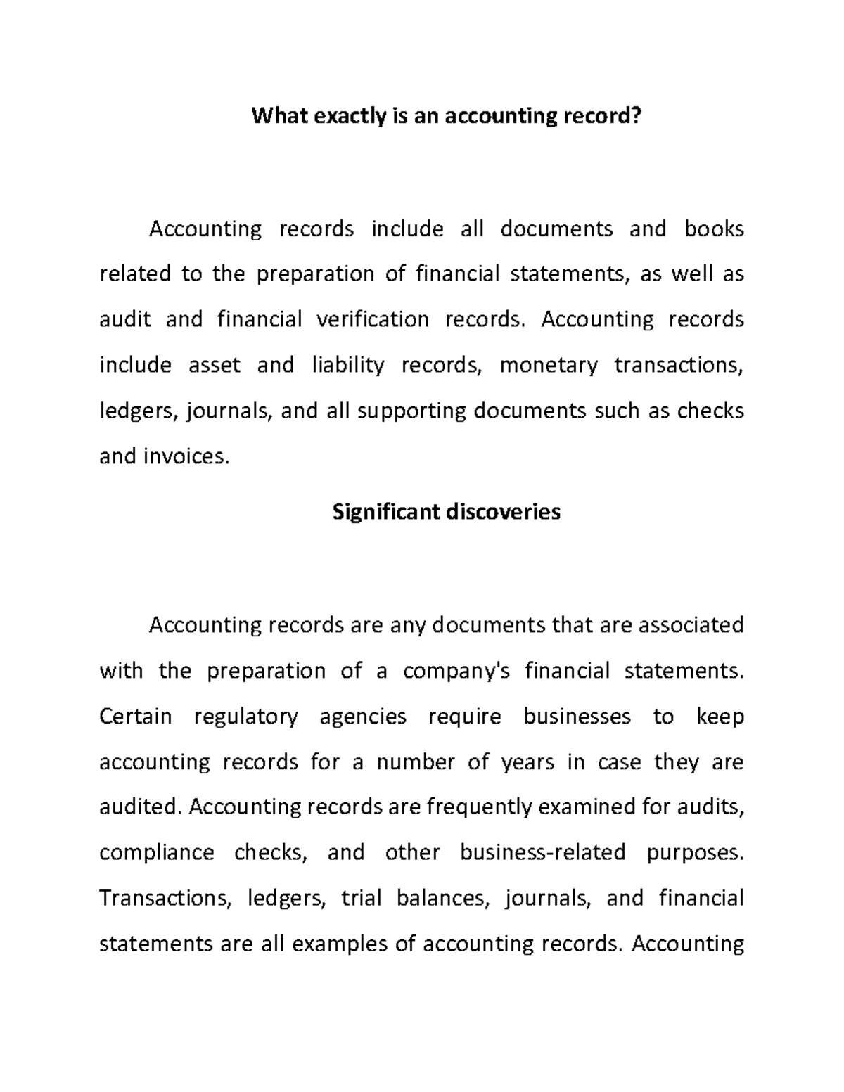 What exactly is an accounting record What exactly is an accounting