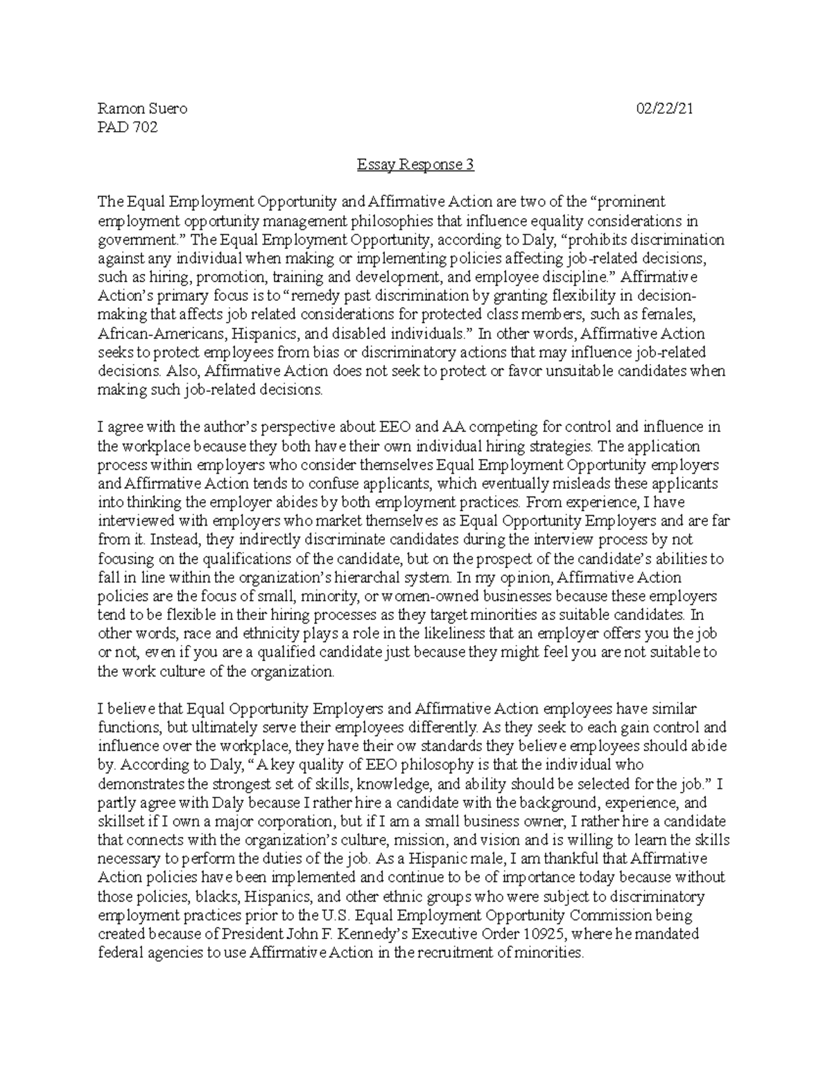Equal Employment Opportunity and Affirmative Action in the Workplace ...