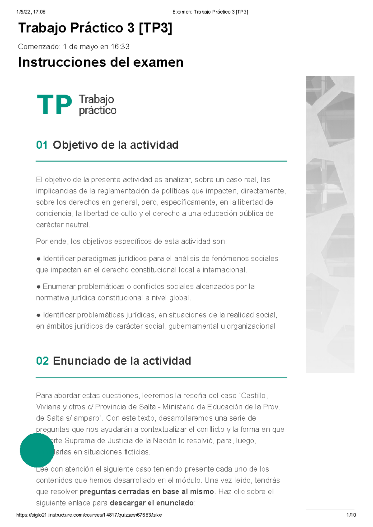 Examen Trabajo Práctico 3 [TP3] Derecho Constitucional - Trabajo ...