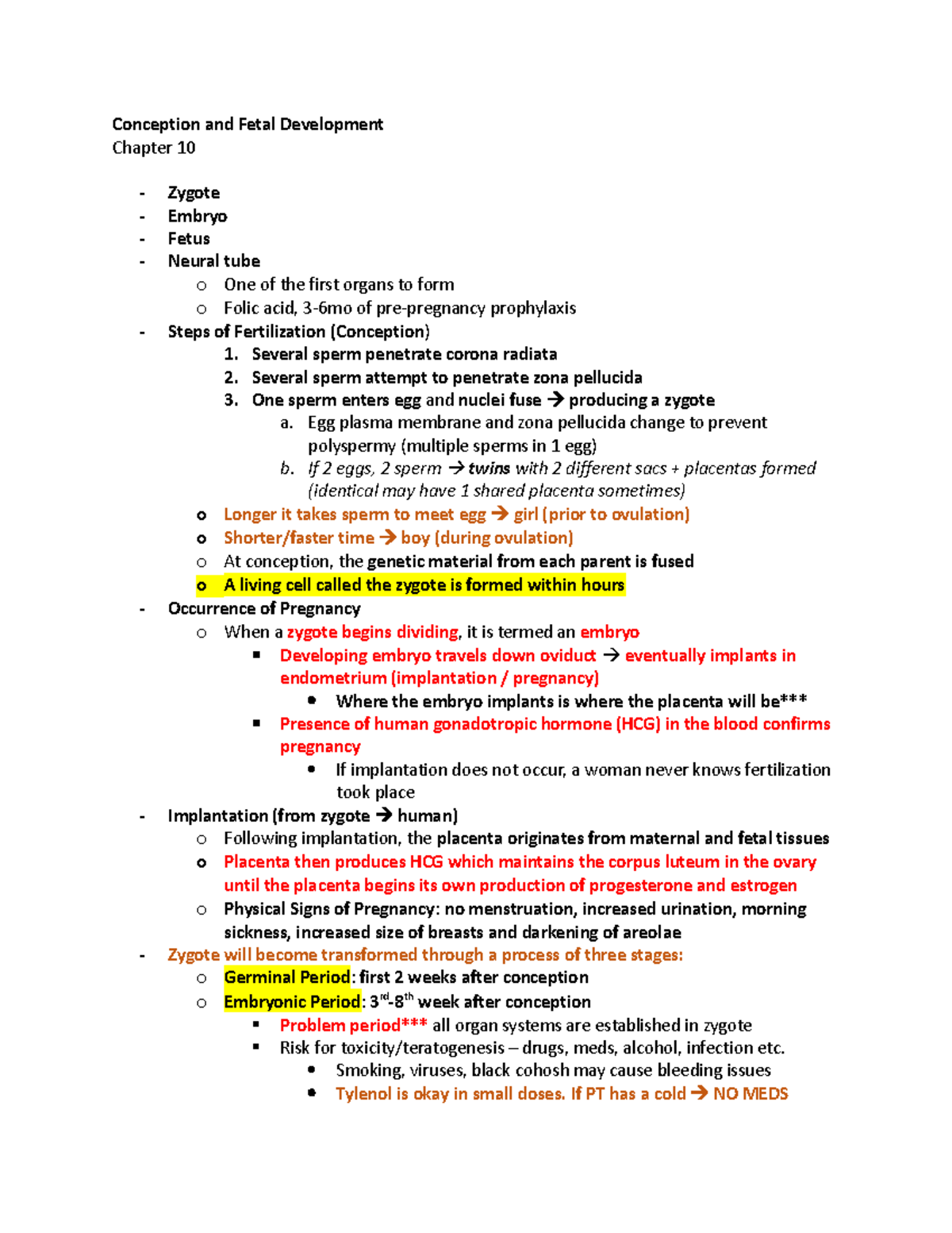 Lecture 4'Conception and Fetal Development - Conception and Fetal ...