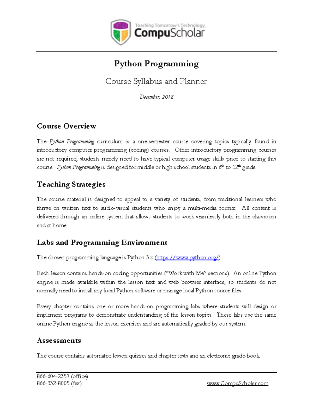 Python Programming Planner Syllabus giving planning easy - 866 -604 ...