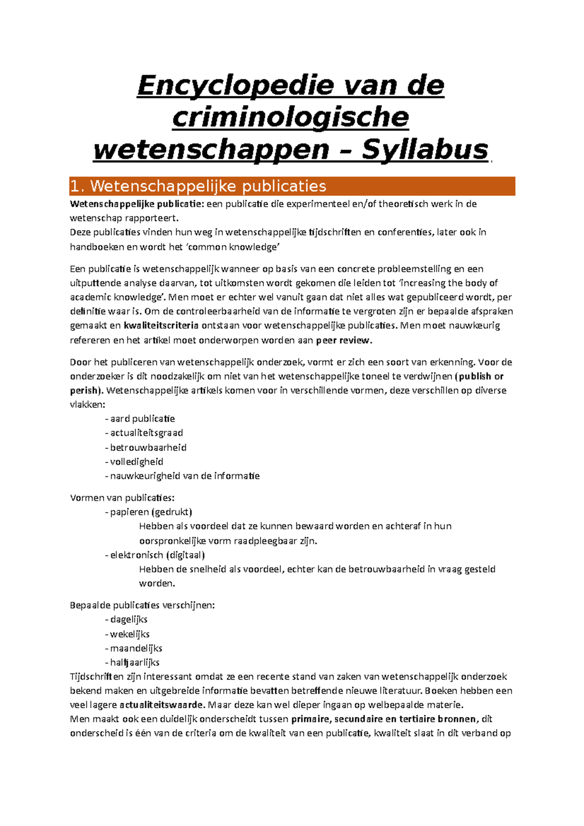 Encyclopedie Van De Criminologische Wetenschappen - Syllabus ...