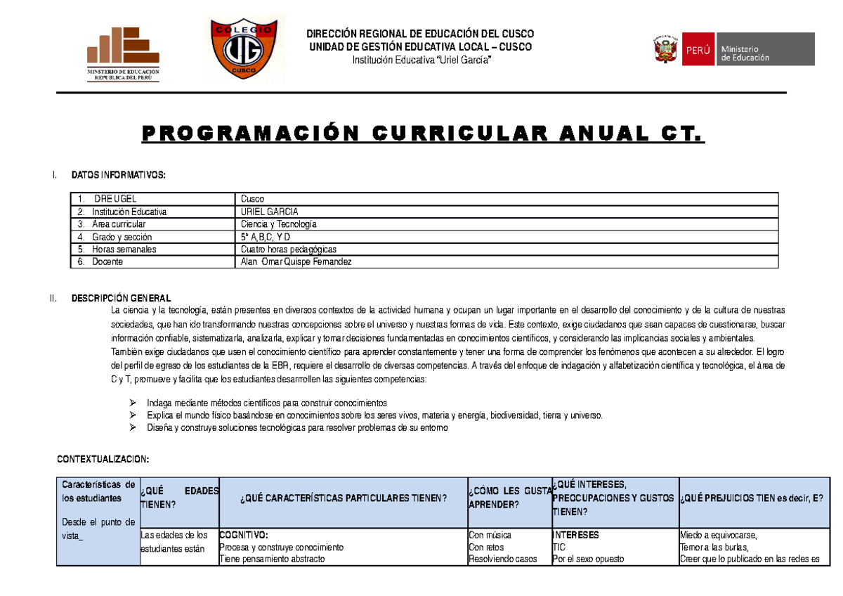 Planificación Anual 2021 5TO 01 De Mayo - UNIDAD DE GESTIÓN EDUCATIVA ...