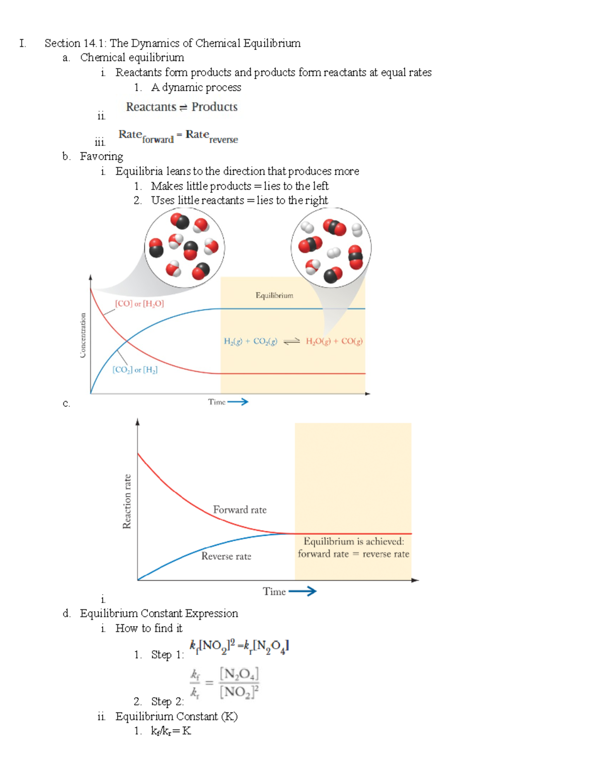 CHapter 14 Notes - I. Section 14: The Dynamics of Chemical Equilibrium ...
