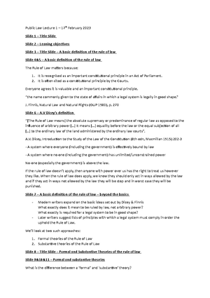 Public Law 2 Revision Notes - Public Law 2 – Revision Notes Topic One ...