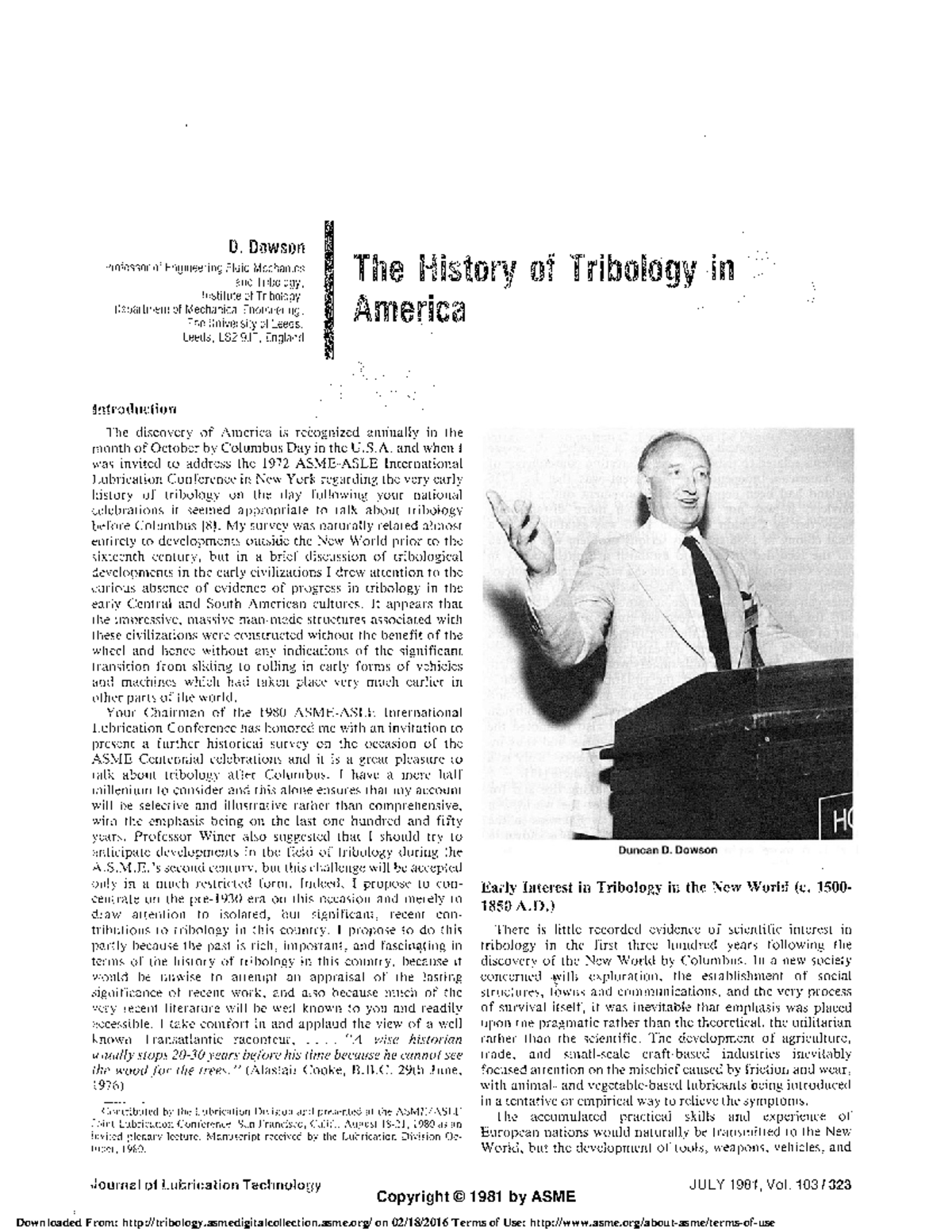 The History of Tribology in America and ball bearing D. Dowson Studocu