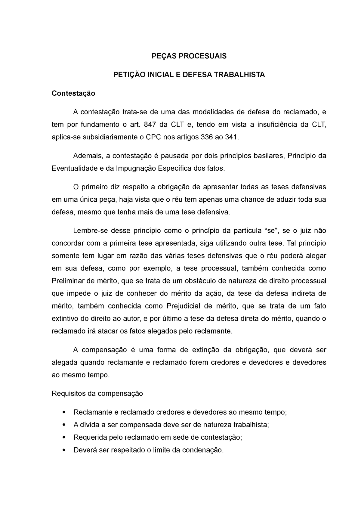 Contestação: Conceito e Princípios