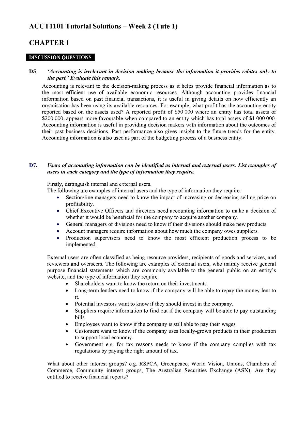 ACCT1101 Wk2 Tutorial 1 Solutions - ACCT1101 Tutorial Solutions – Week ...