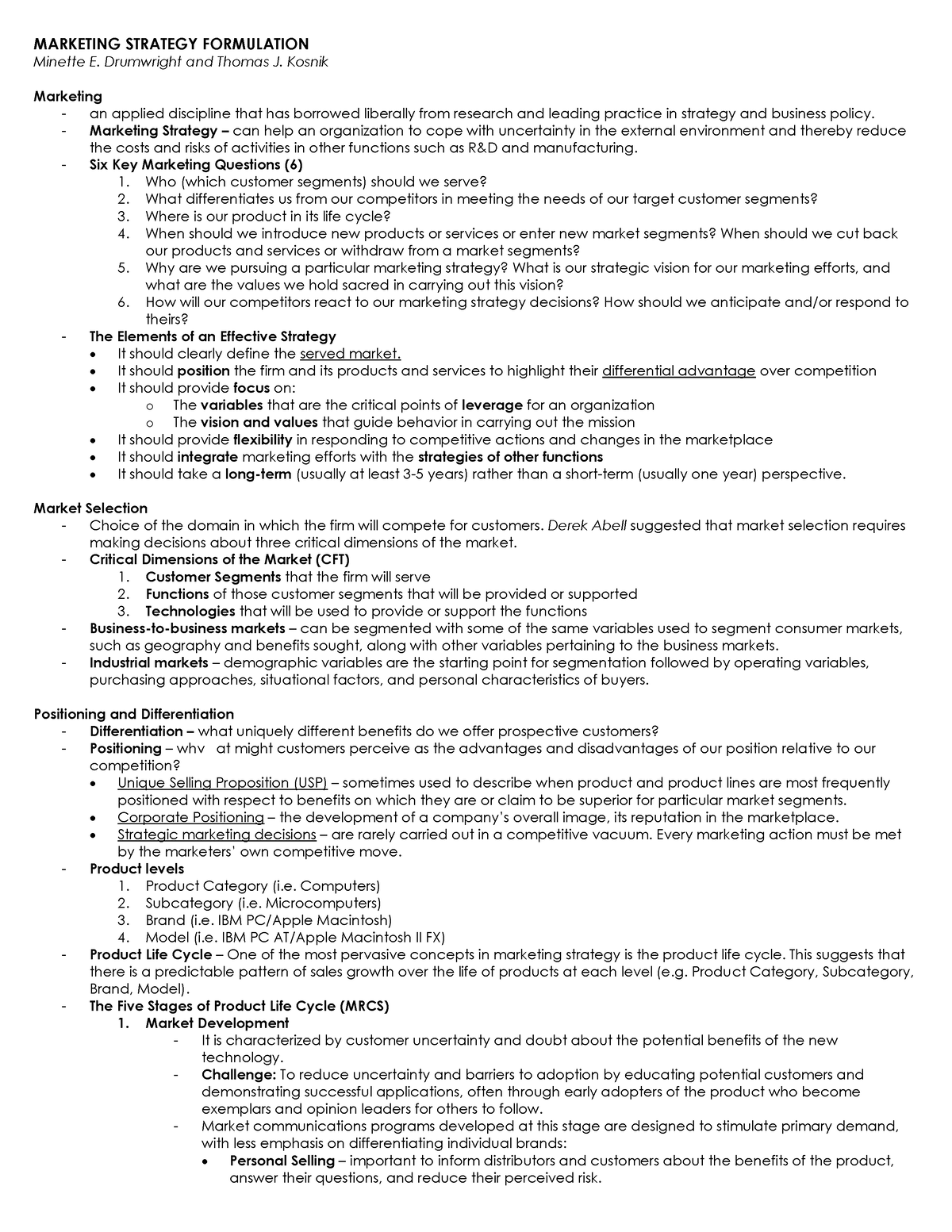 Marketing Strategy Formulation - MARKETING STRATEGY FORMULATION Minette ...