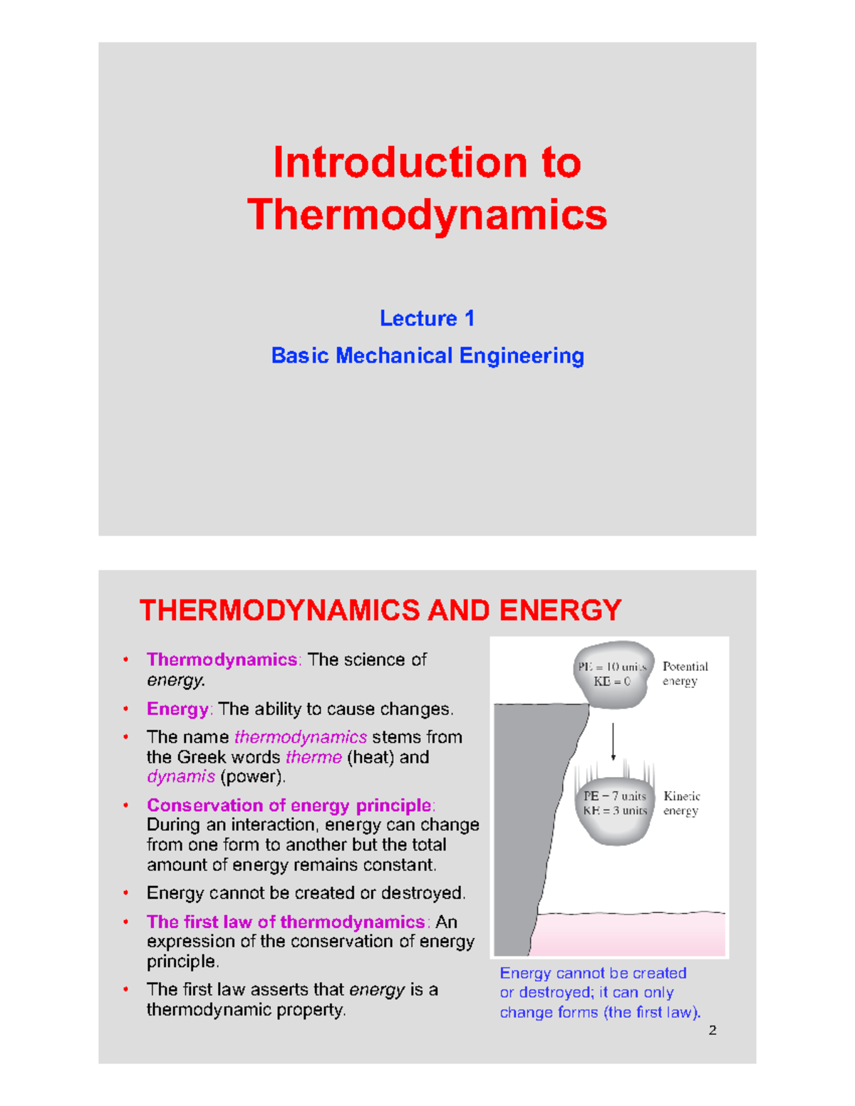 EU2 - Introduction To Thermodynamics - Introduction To Thermodynamics ...