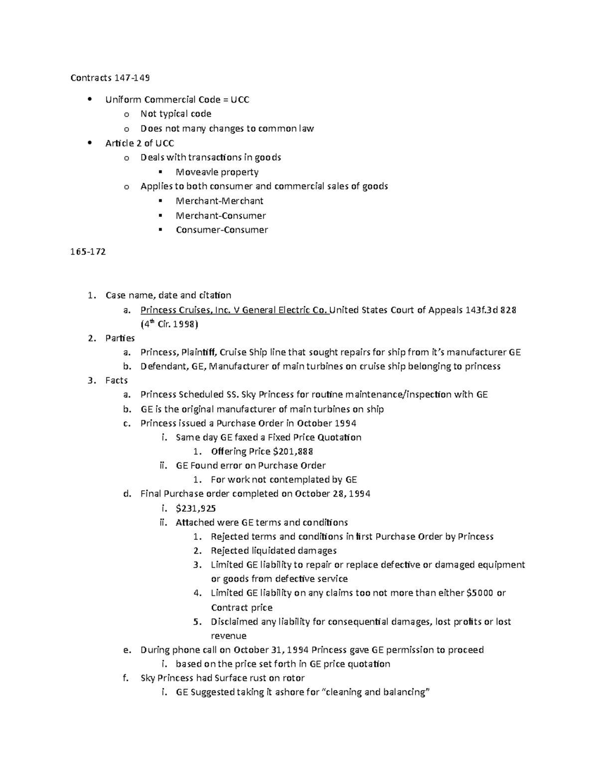 Contracts Notes 1 - Anne Marie Lawton - Contracts 147- Uniform ...