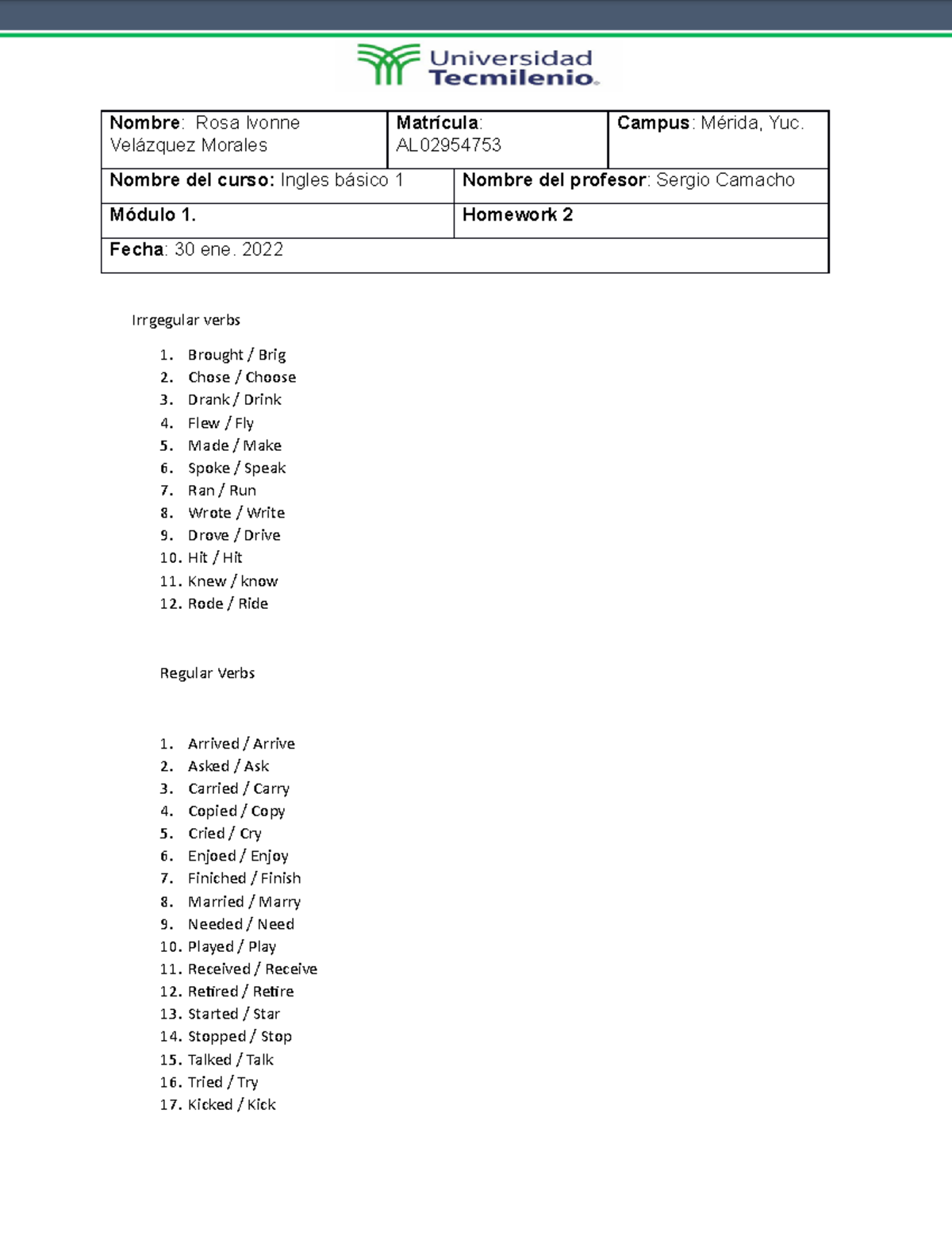 homework 12 ingles basico