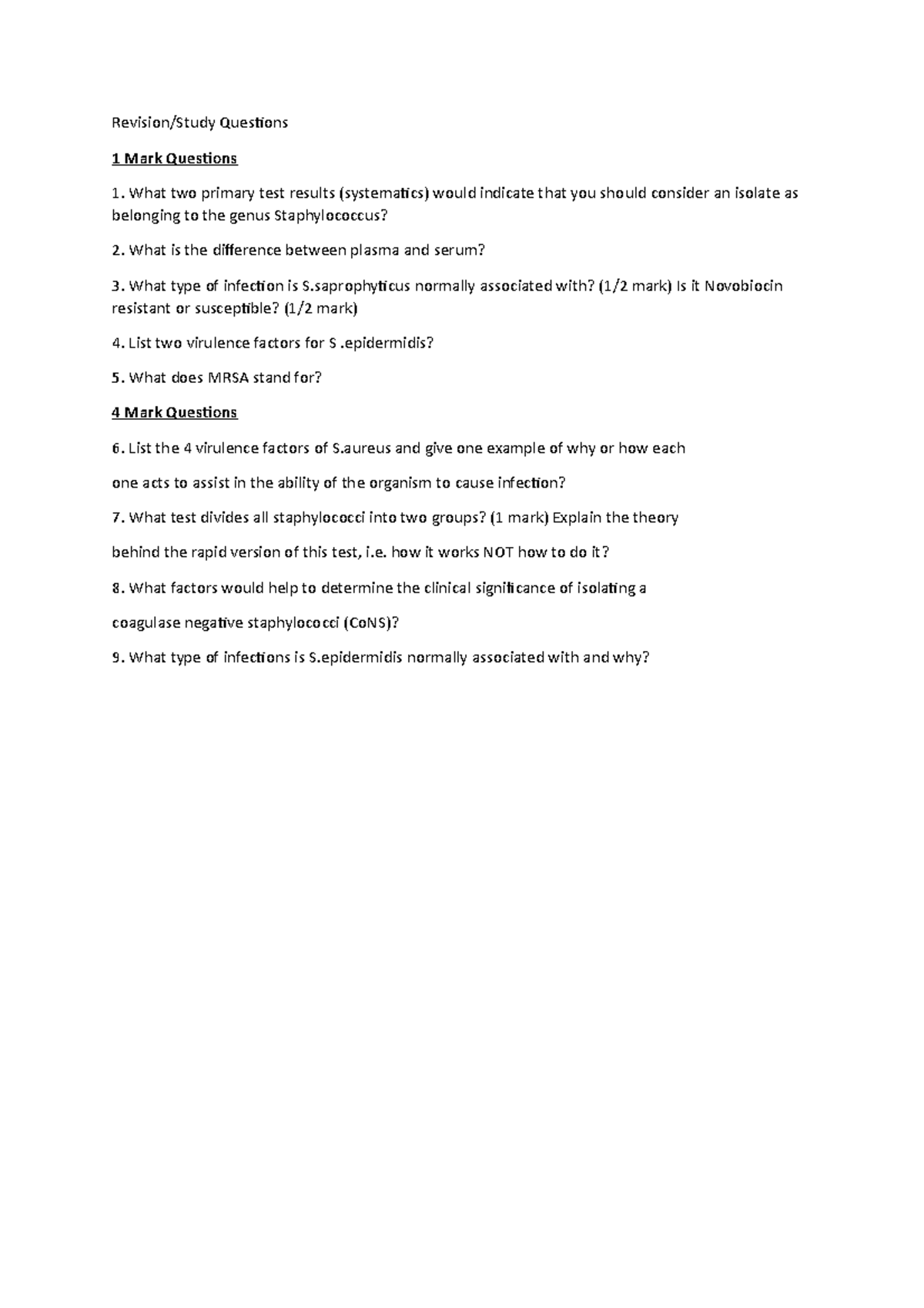 Gram Positive Cocci - These Are The Practice Questions For The E-tests 