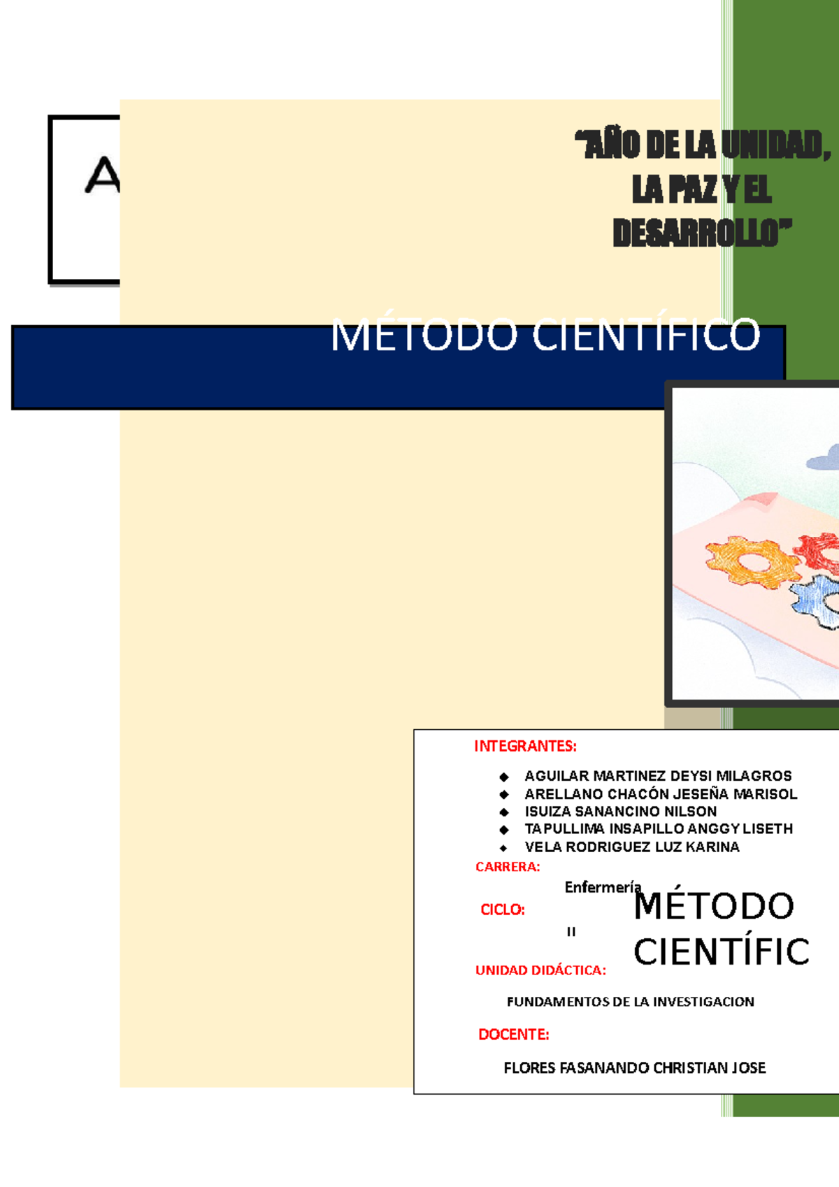 El metodo cientifico grupo de deisy aguilar Enfermeria 0822-M2 - . “AÑO ...