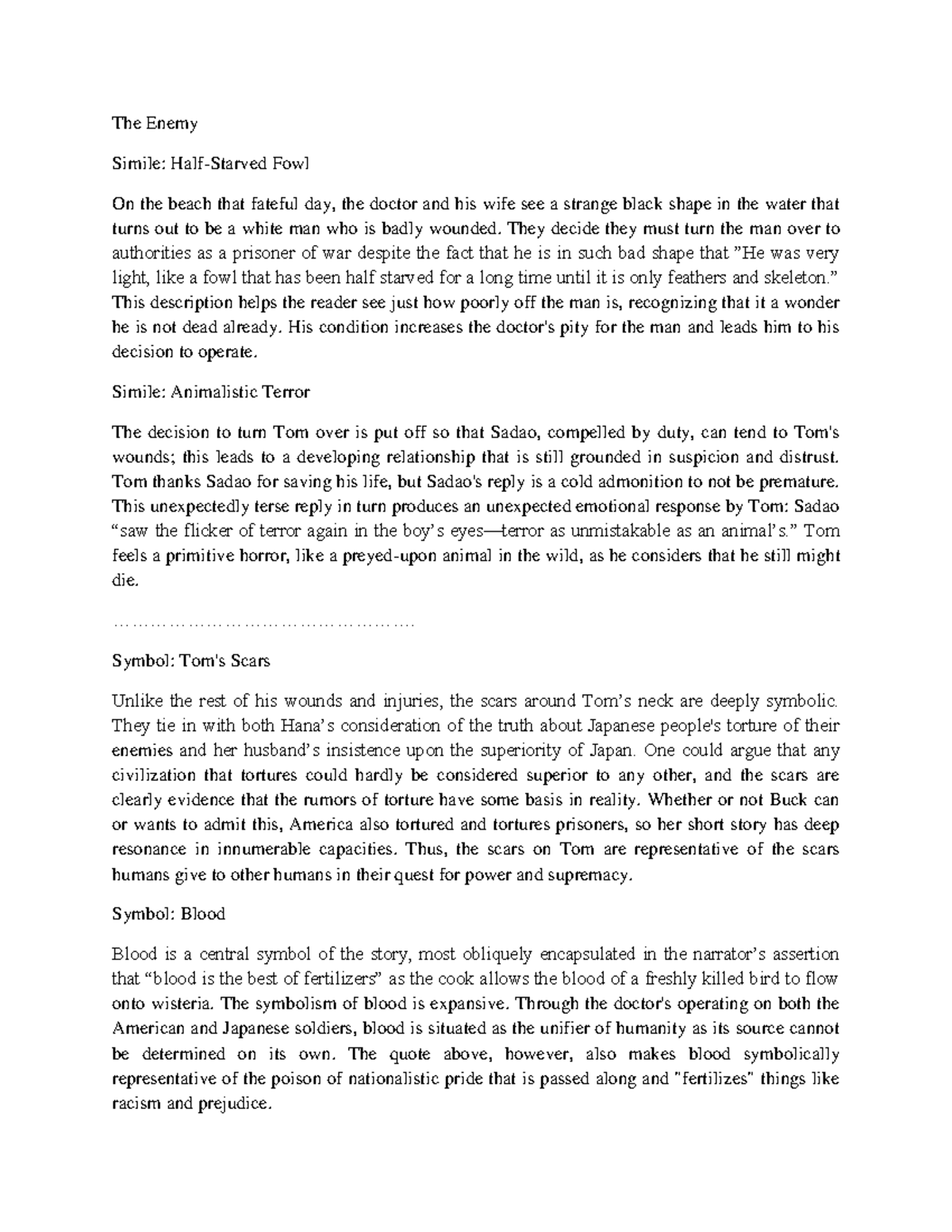 Literary Devices The Enemy Simile HalfStarved Fowl On the