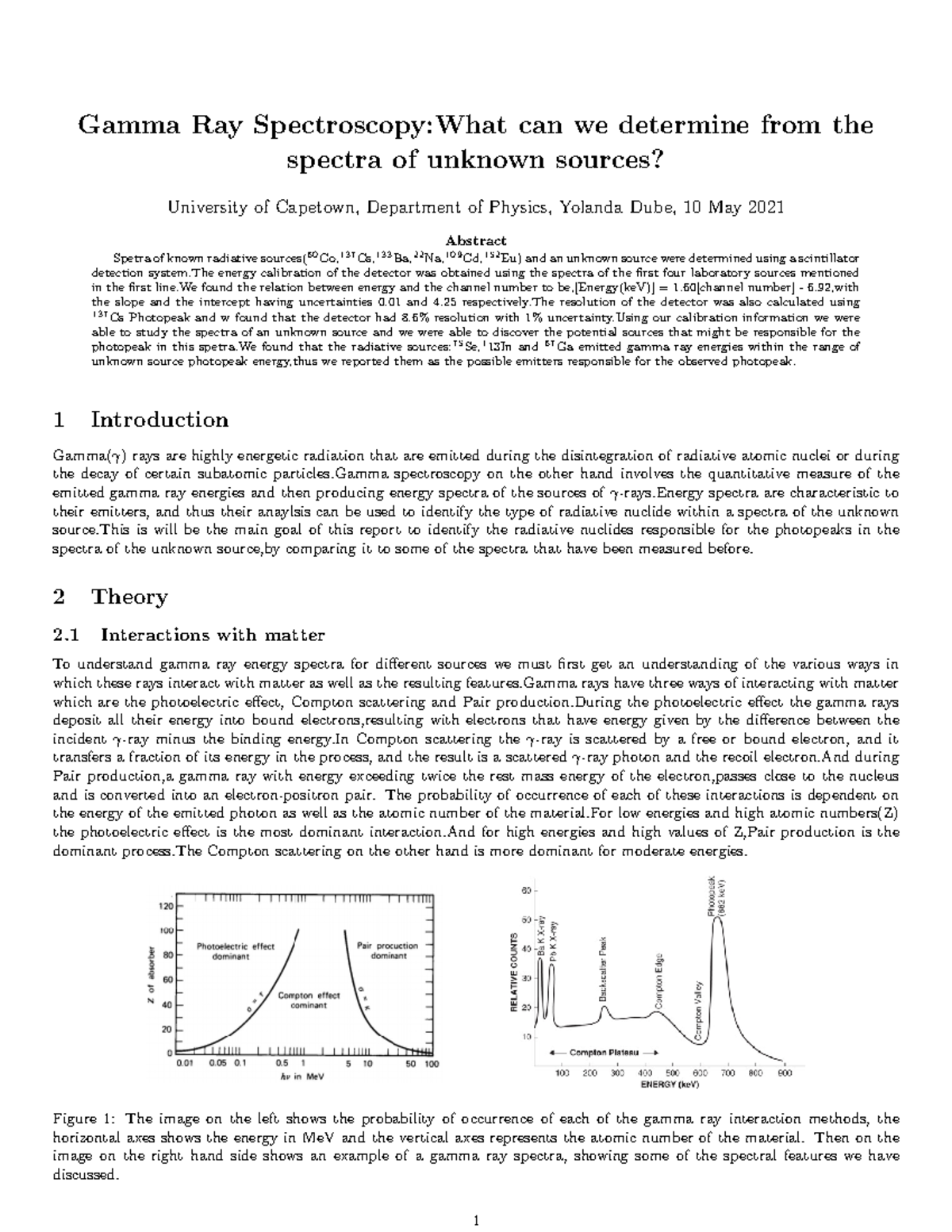 Gamma spectroscopy This text is about one of the labs that I did for
