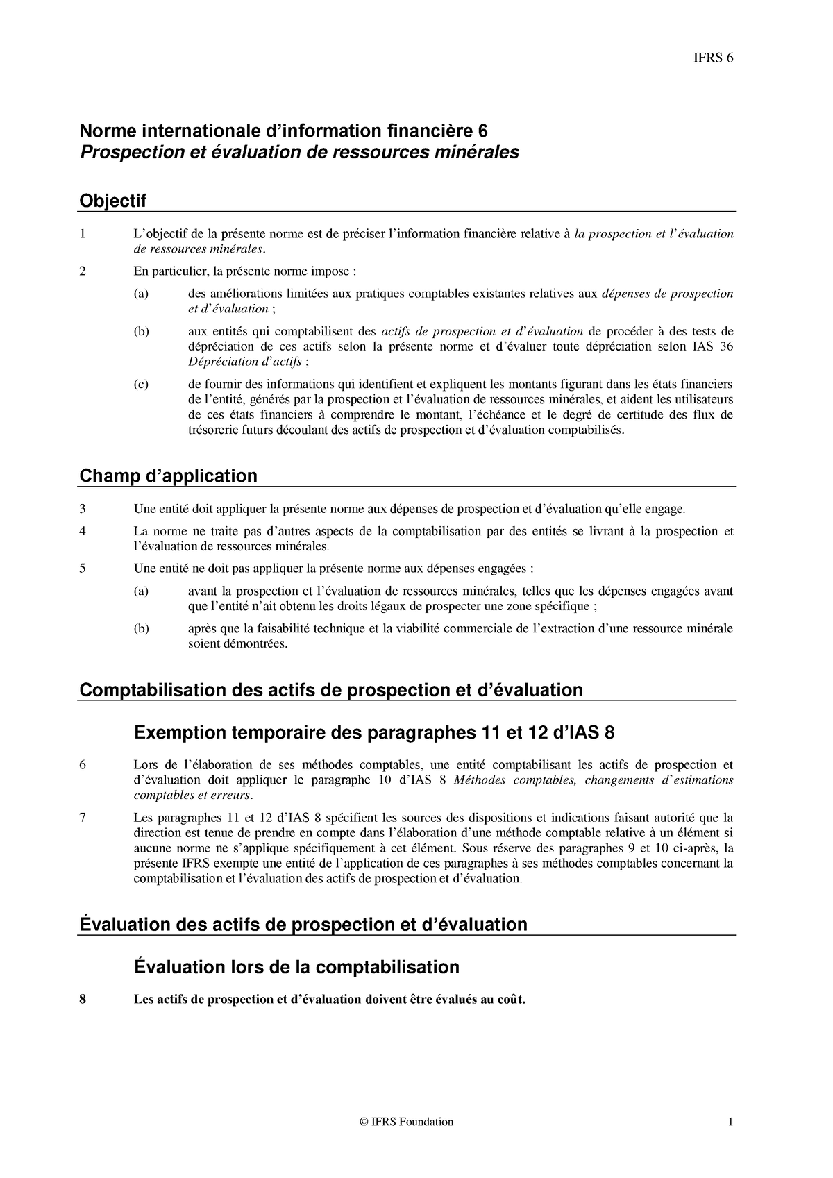 Ifrs 6 Prospection Et C3a9valuation De Ressources Minc3a9rales - Norme ...