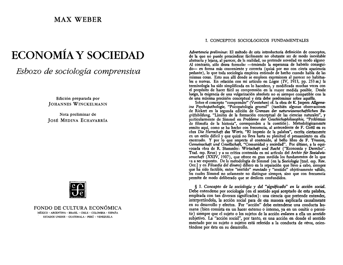 H Max Weber Economía y Sociedad MAX WEBER ECONOMÍA Y SOCIEDAD Esbozo de sociología