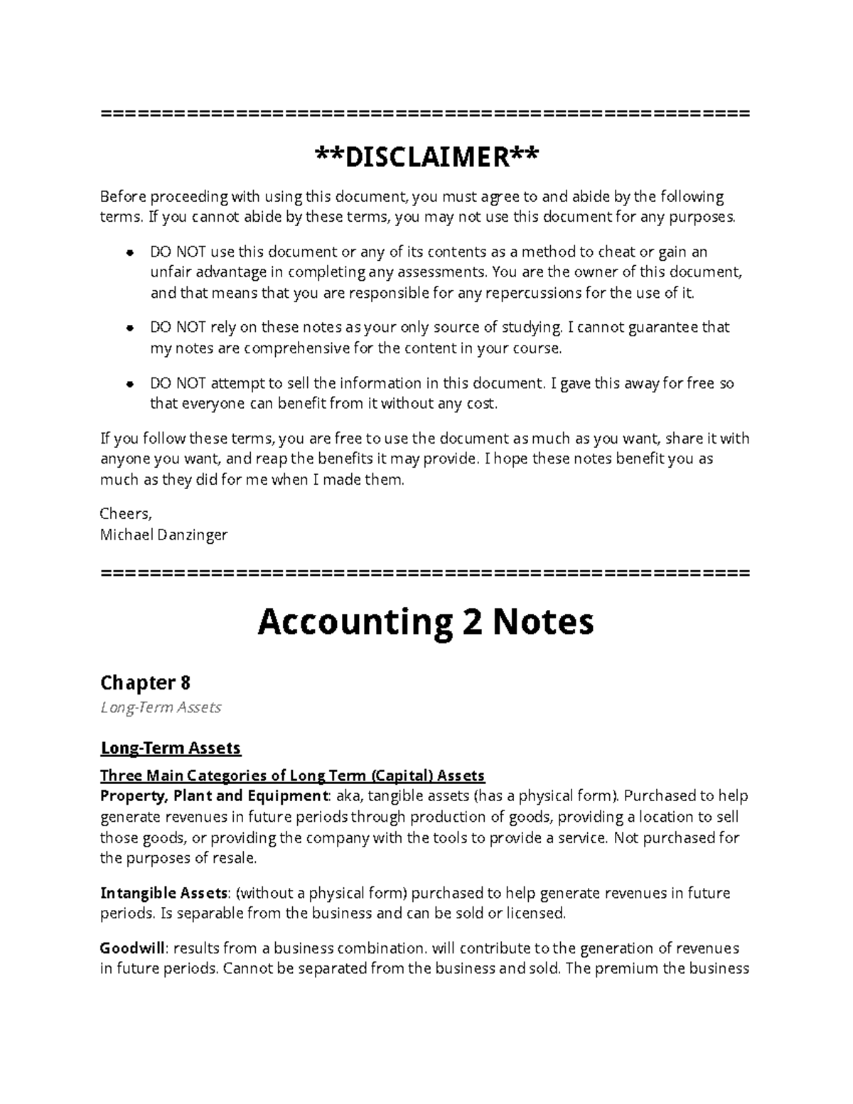 Accounting Notes Chapters 813 Wiley