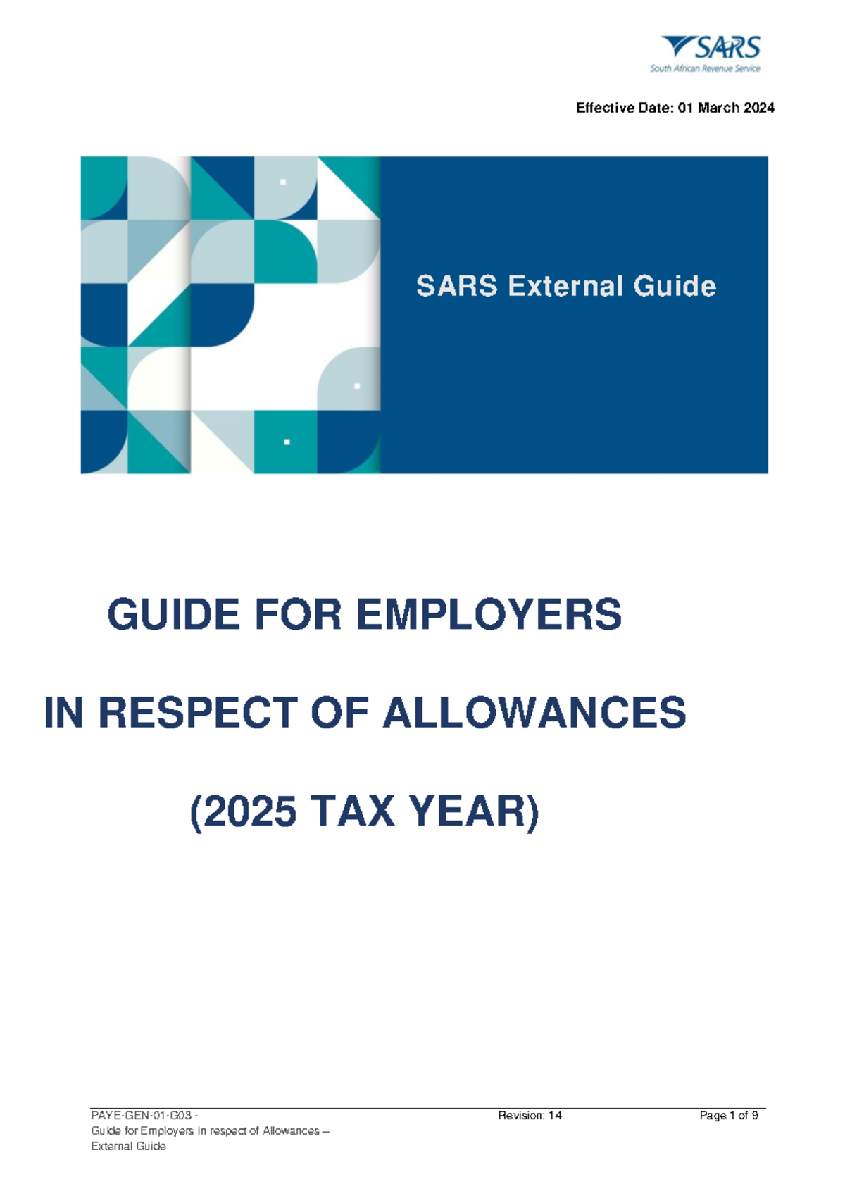 PAYE GEN 01 G03 Guide for Employers in respect of Allowances External ...