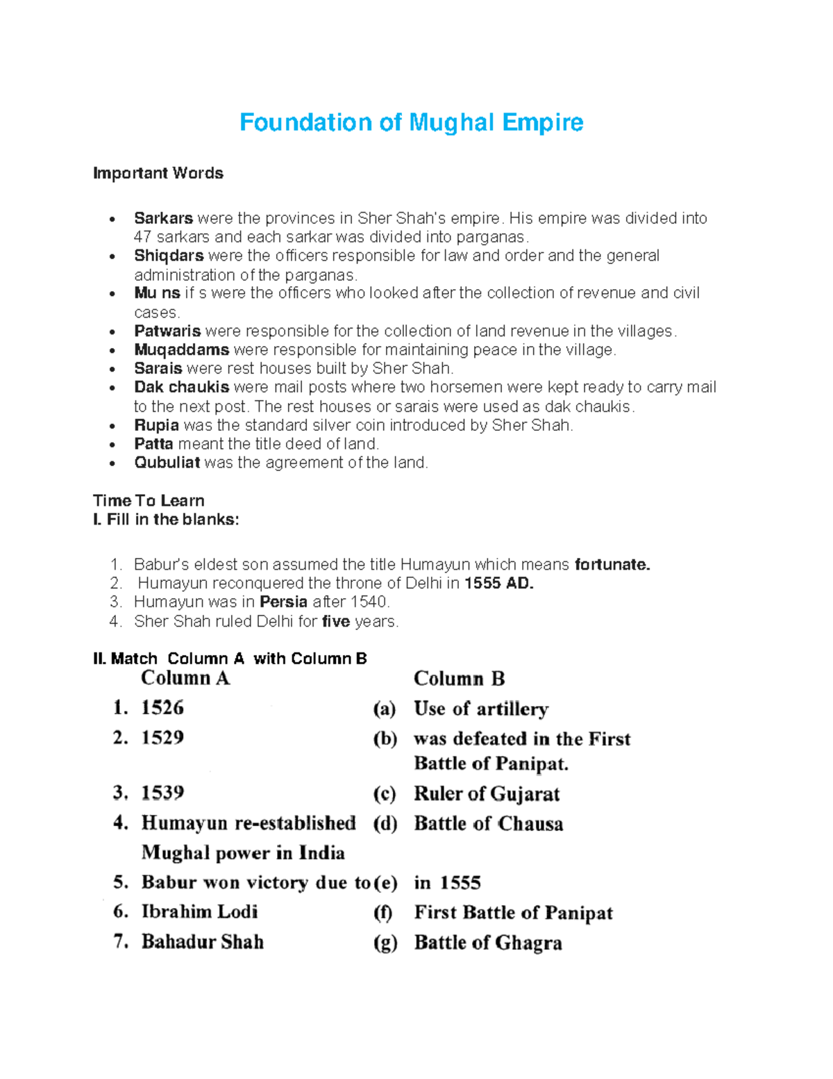 Foundation of Mughal Empire ncertbooksolutions Foundation of Mughal