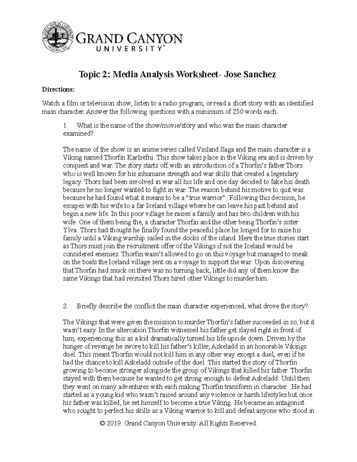 Media Analysis Worksheet - Answer the following questions with a ...