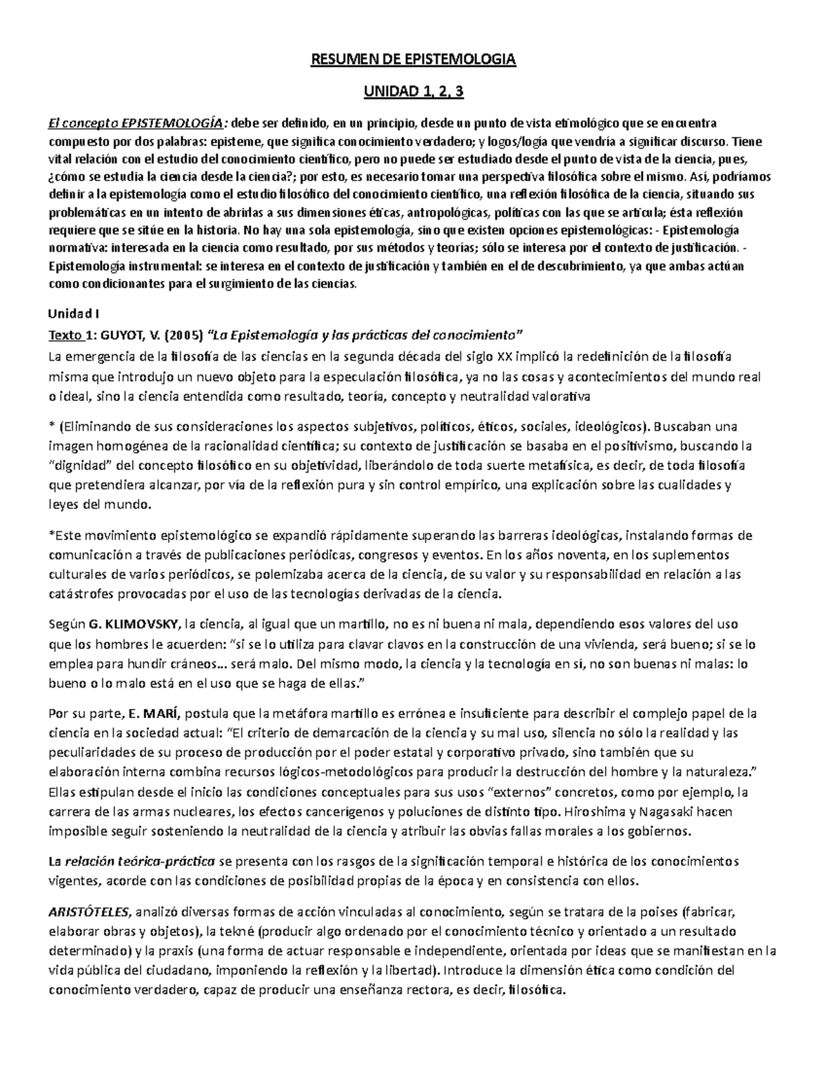 Resumen De Episte 22 Unidad 1,2,3 - RESUMEN DE EPISTEMOLOGIA UNIDAD 1 ...