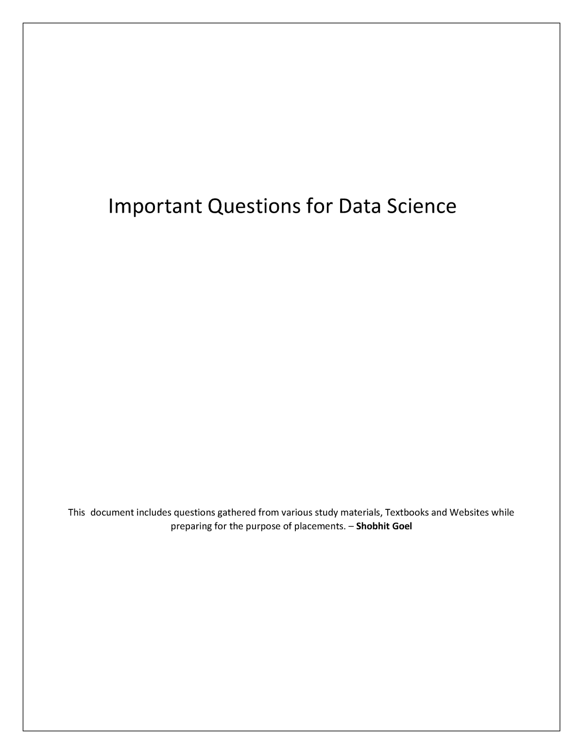 data-science-important-questions-studocu