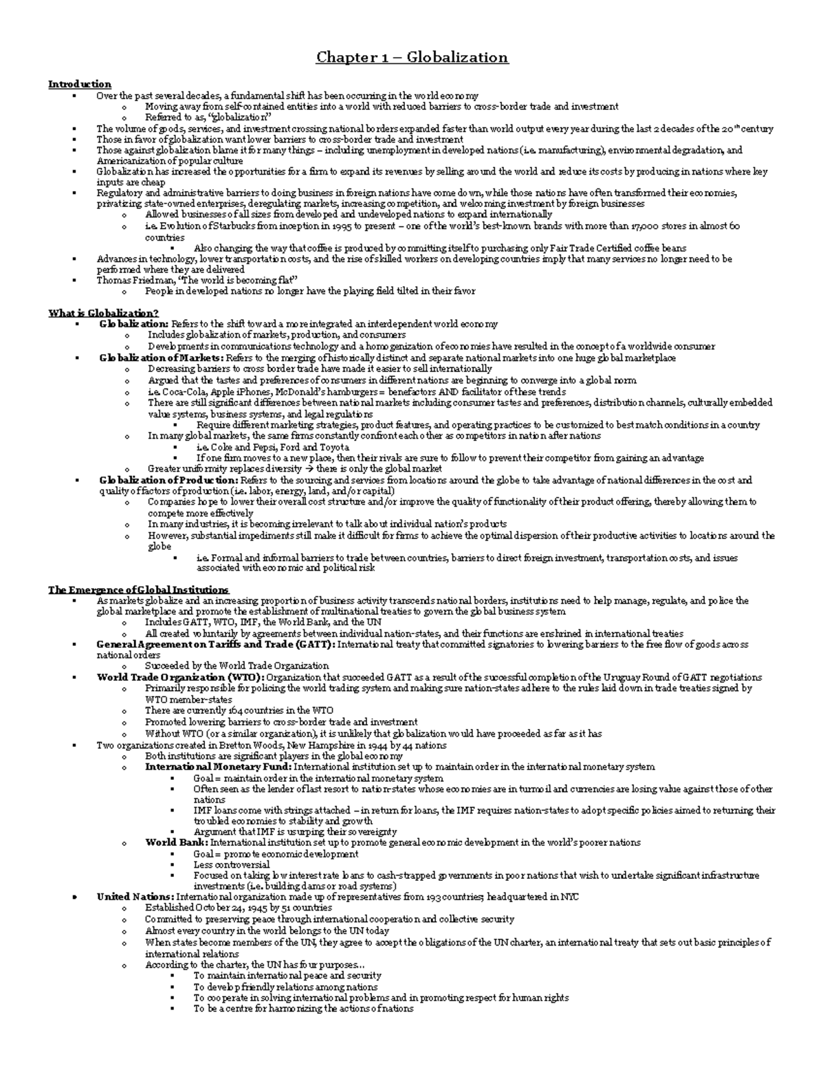 BUEC 342 - Chapter 1 - Chapter 1 – Globalization Introduction Over the ...