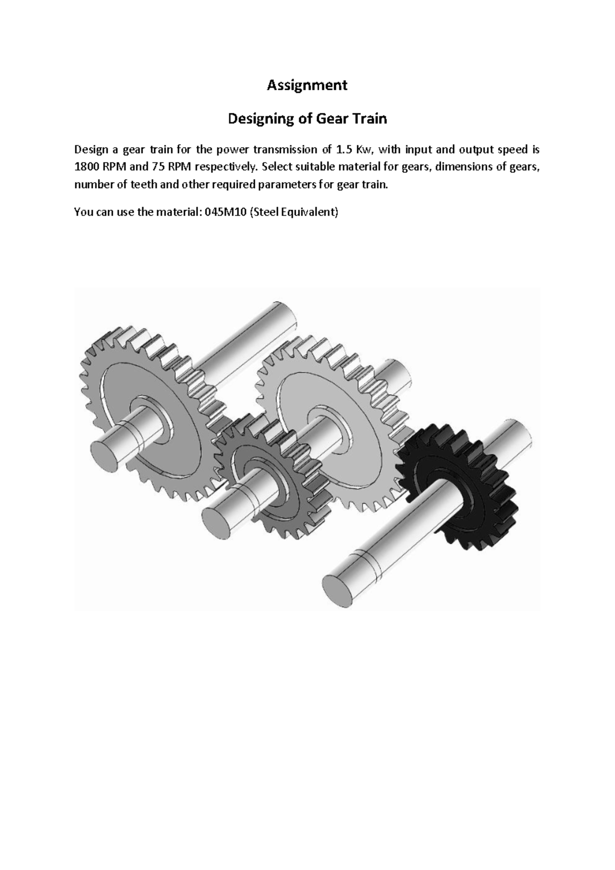 Designing of a Gear Train - Assignment Designing of Gear Train Design a ...