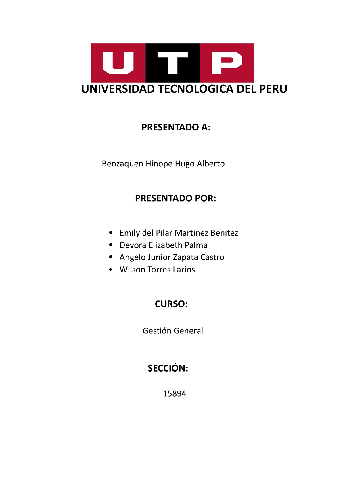 Universidad Tecnologica DEL PERU - UNIVERSIDAD TECNOLOGICA DEL PERU ...