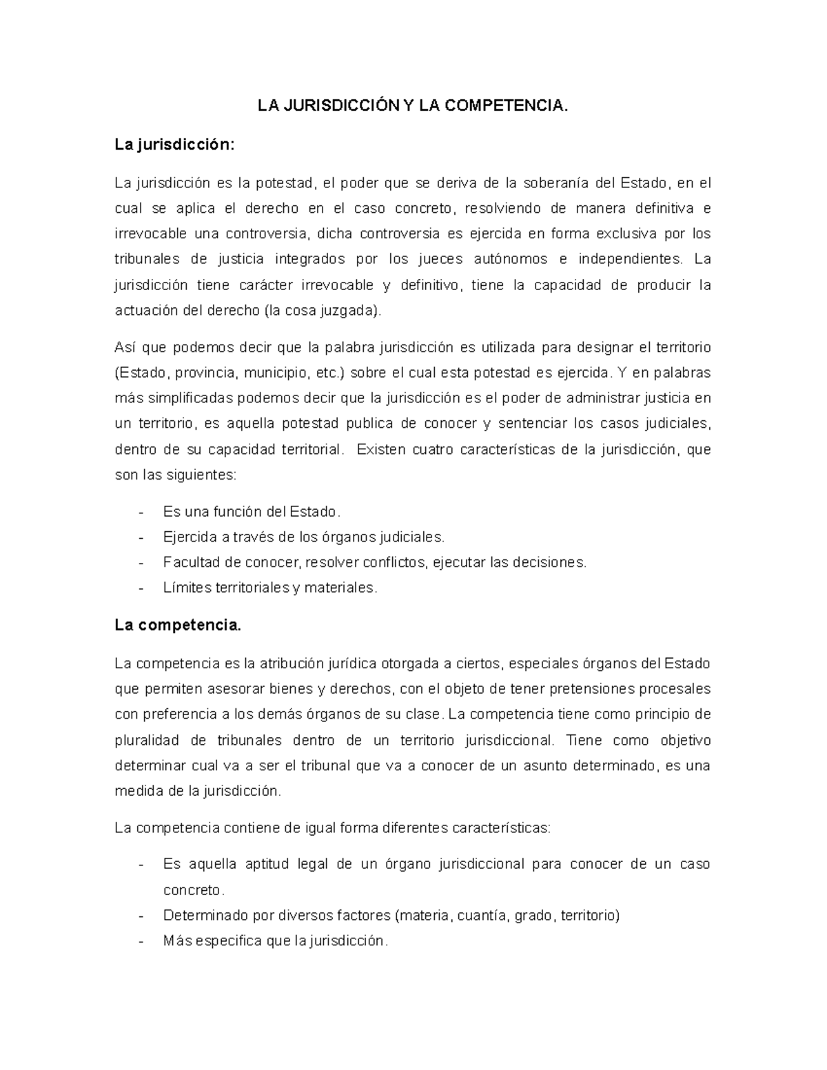 Analisis de Jurisdicción y competencia - LA JURISDICCIÓN Y LA ...