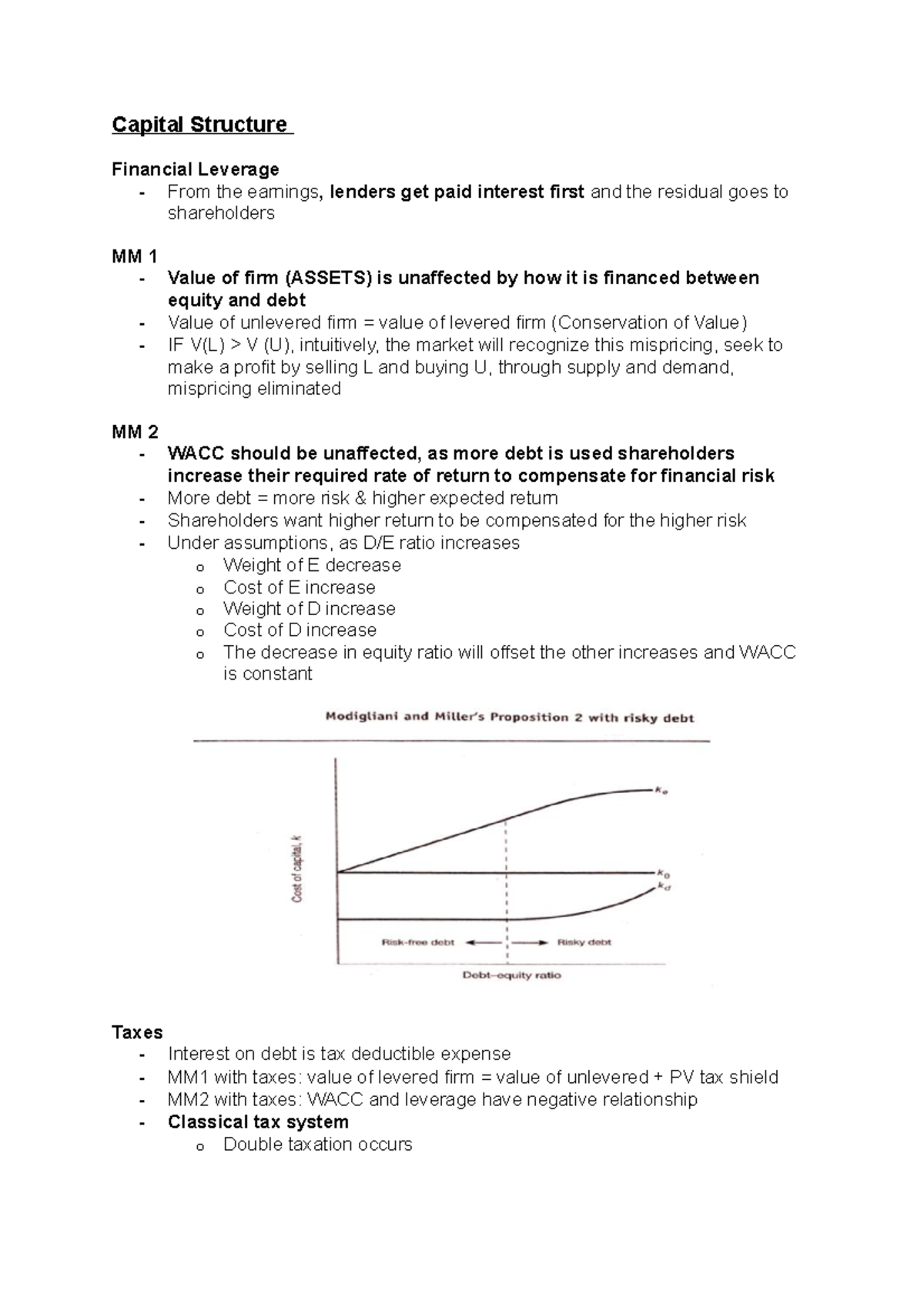 4. Capital Structure Notes - FNCE90042 - Unimelb - StuDocu