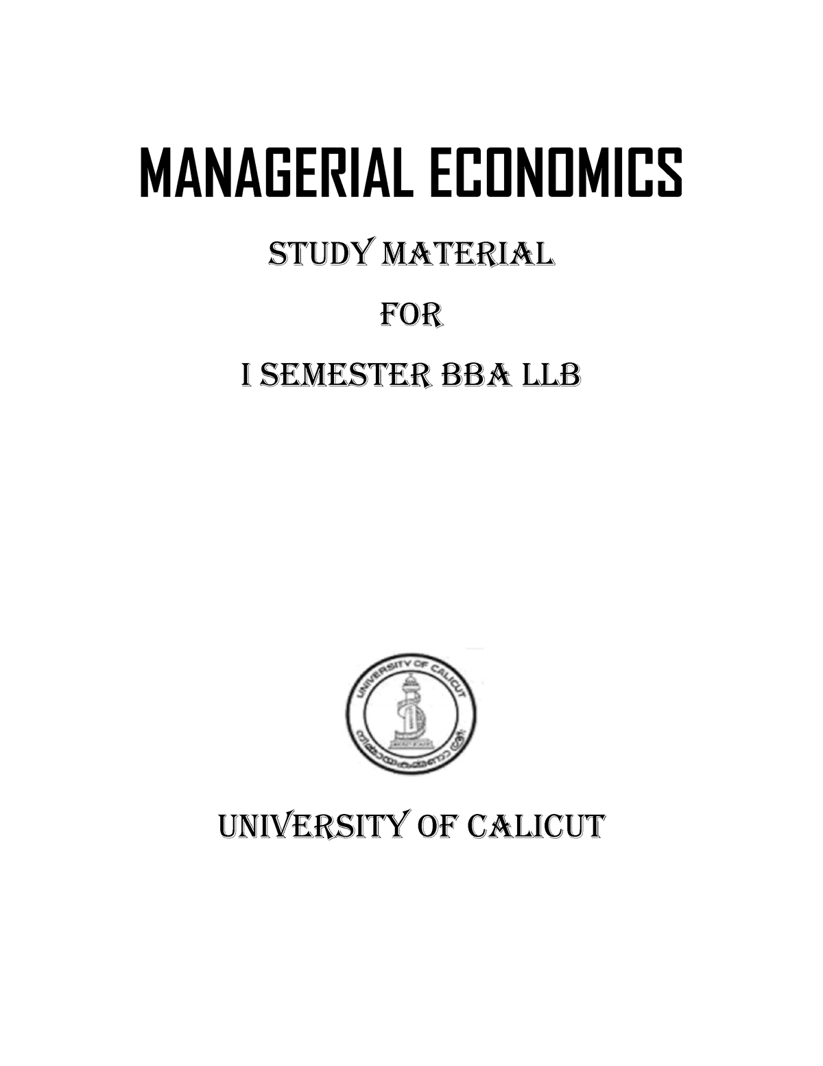 ME 5.1 PDF - BBALLB Lecture Notes - MANAGERIAL ECONOMICS Study Material ...