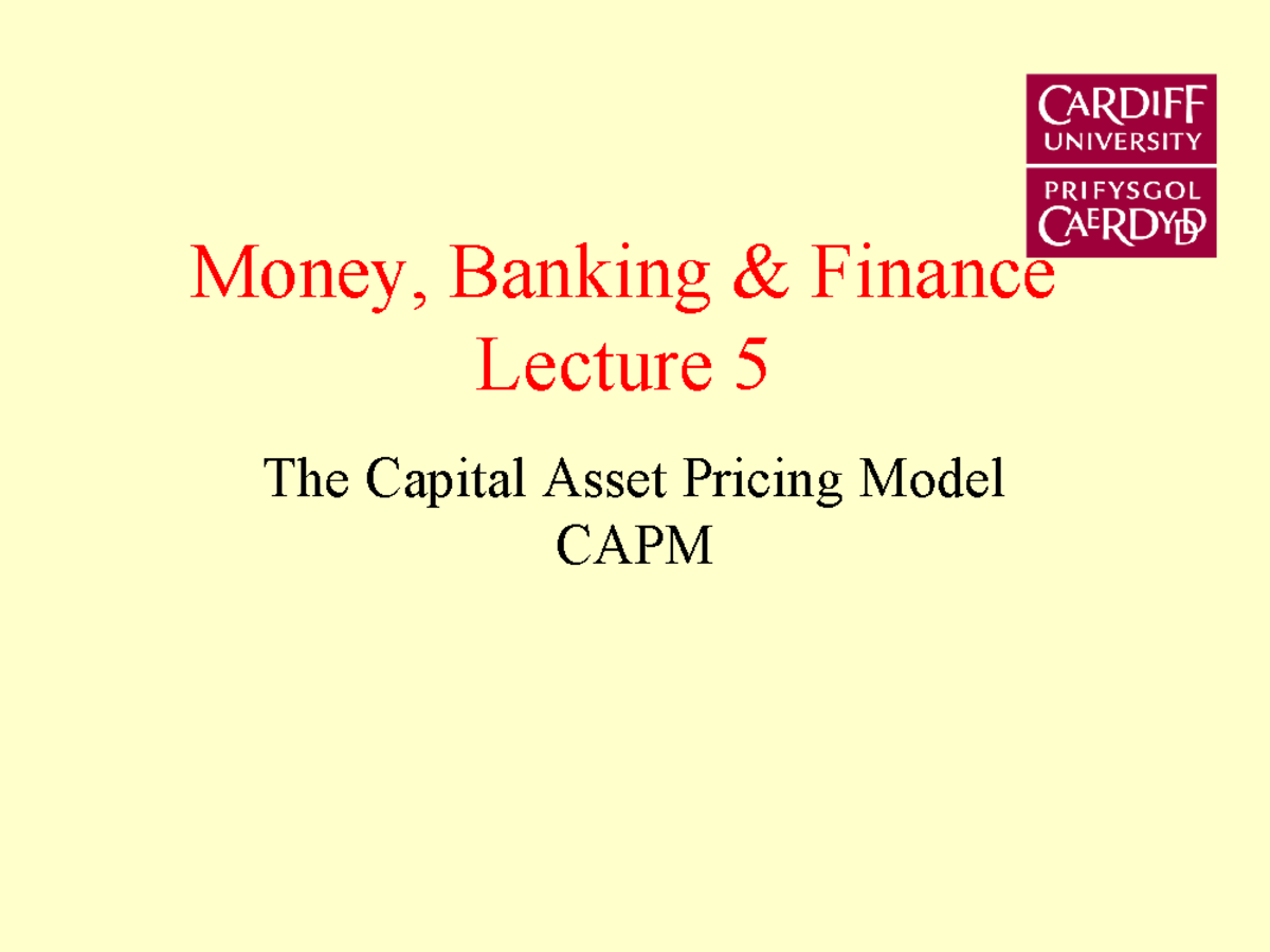 MBF5 Lecture notes 5 Money, Banking & Finance Lecture 5 The Capital