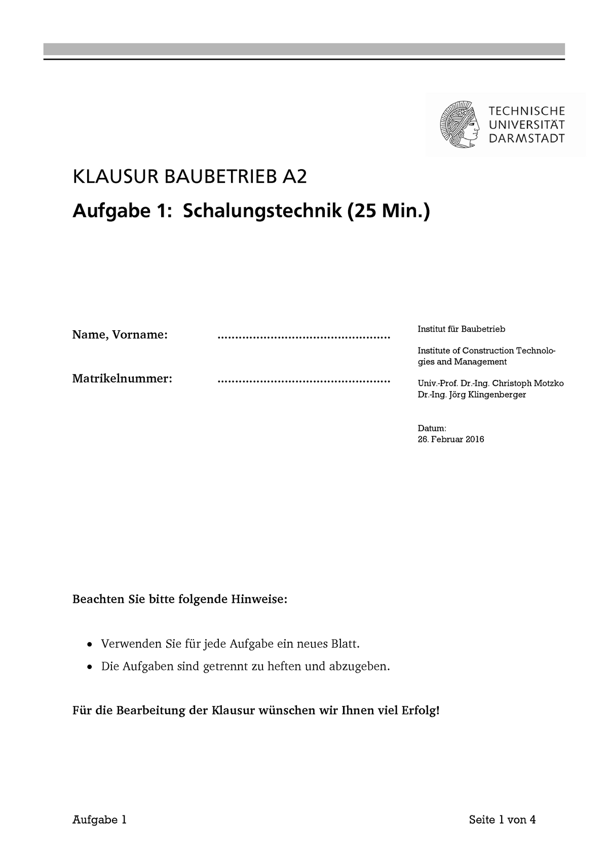 Klausur Wintersemester 2015/2016, Fragen Und Antworten - KLAUSUR ...